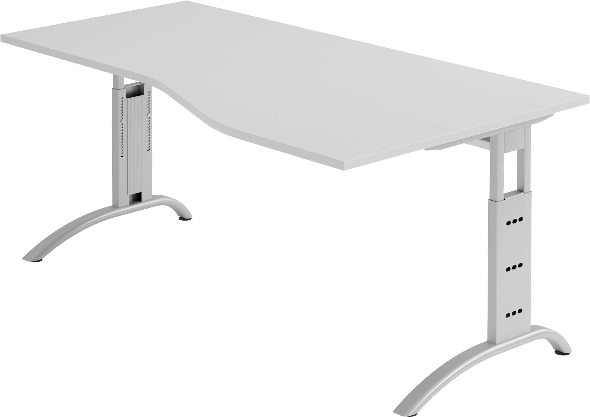 bümö Schreibtisch - Freiform: Silber Grau Schreibtisch Silber 100 Grau x 180 Serie-F, cm Gestell: | - Dekor