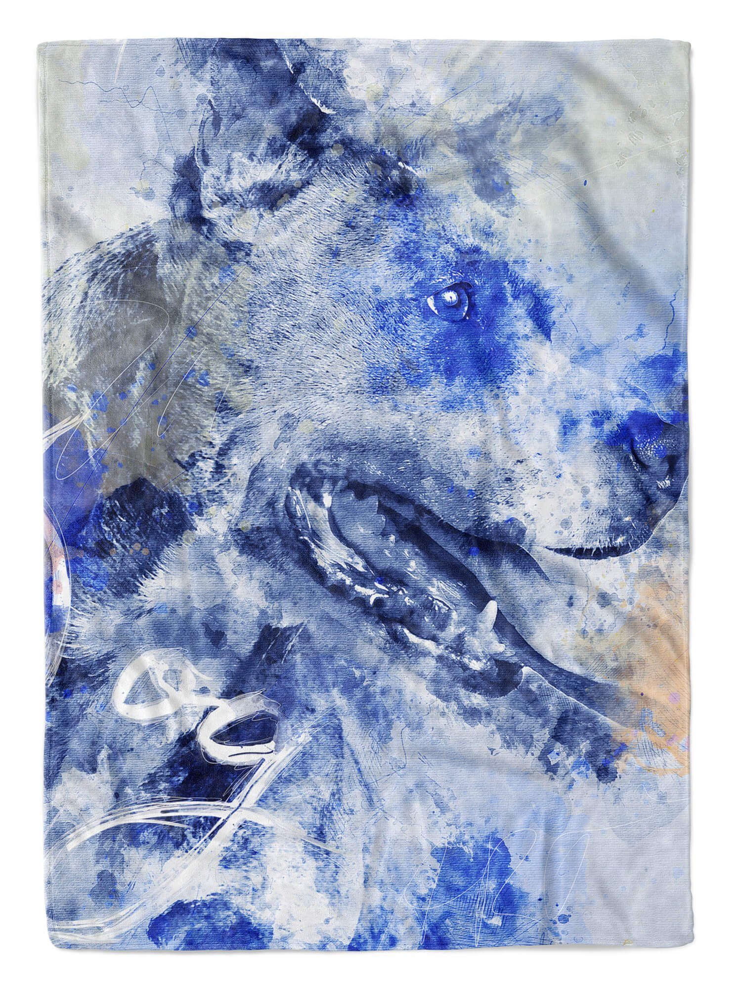 Sinus Art Handtücher Handtuch Strandhandtuch Saunatuch Kuscheldecke SplashArt Tier Serie Kunstvoll Dog Motiv, Baumwolle-Polyester-Mix (1-St), Handtuch