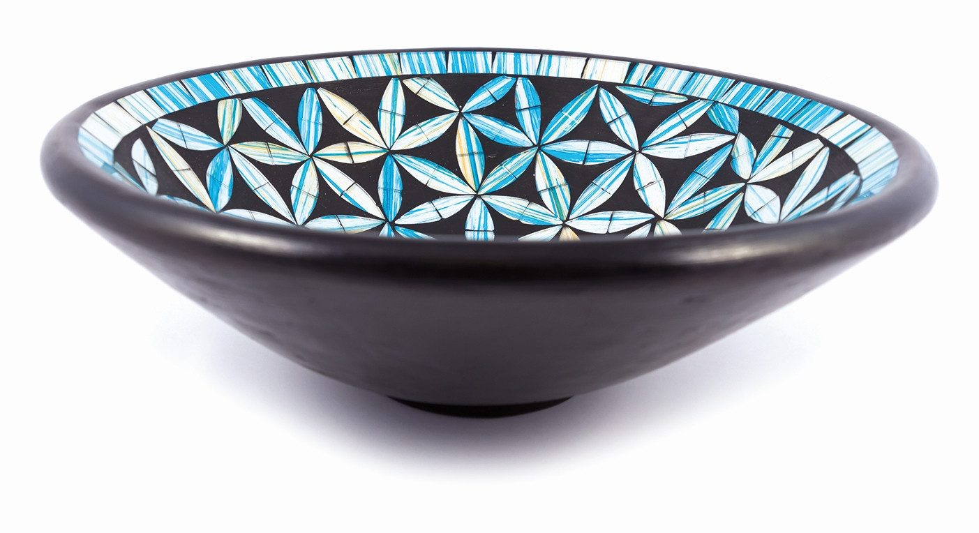 El Puente Schale Schale "Blume des Lebens", Handmade, Glas/Ton / Terrakotta, Handmade