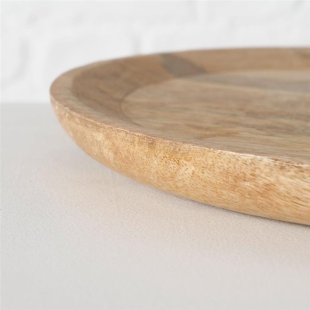 BOLTZE Tablett Maino 2er Set, Holzteller aus Mango Holz Serviertablett für Dekoration
