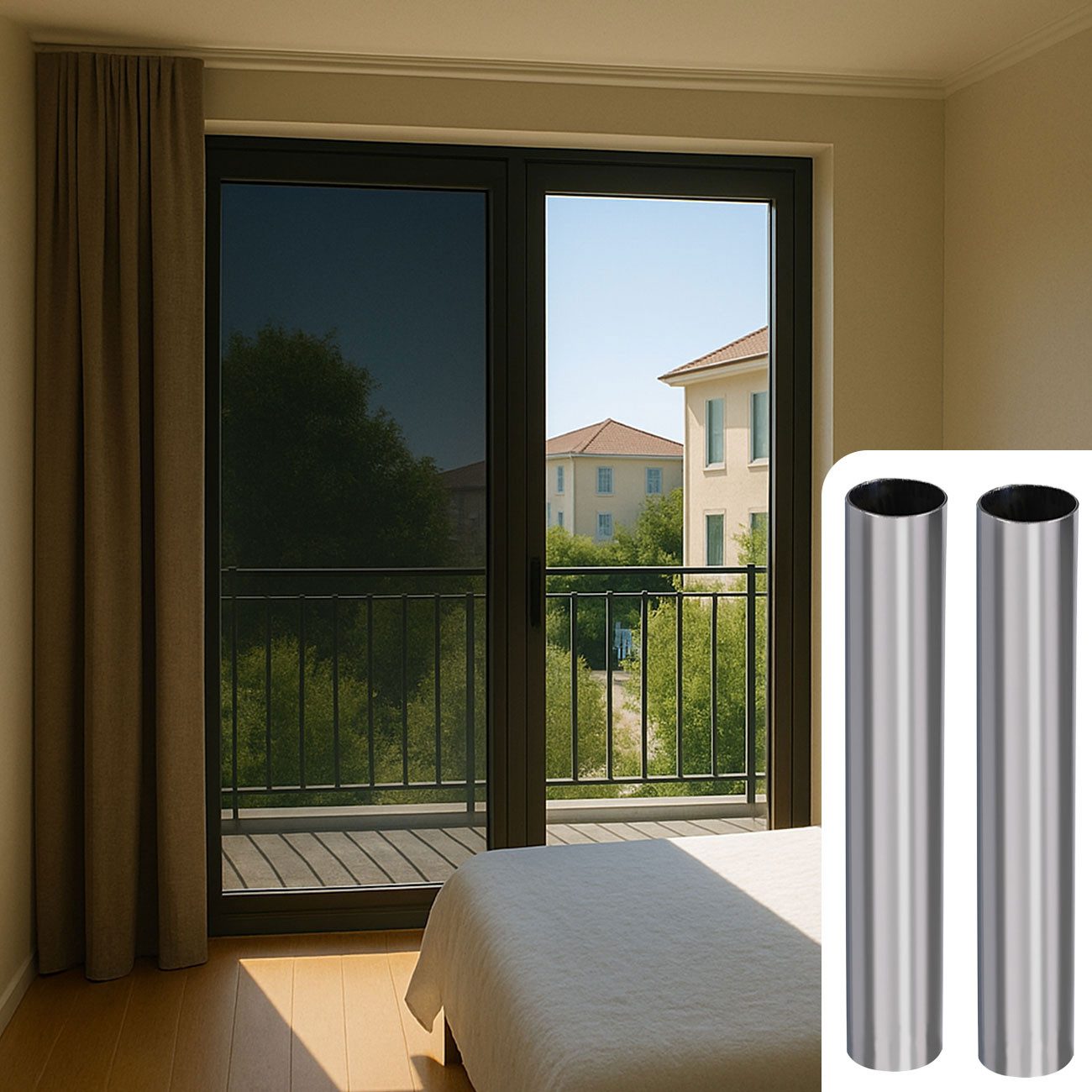 shop'n smile ideoon Sichtschutzfolie Sichtschutzfolie silber-matt 60x200cm Spiegelfolie mit UV-Schutz Sets, (2-St., 2er-Set & 4er-Set & 8er-Set), Spiegelfolie, UV-Schutz, wärme- und hitzereduzierende Filterschicht