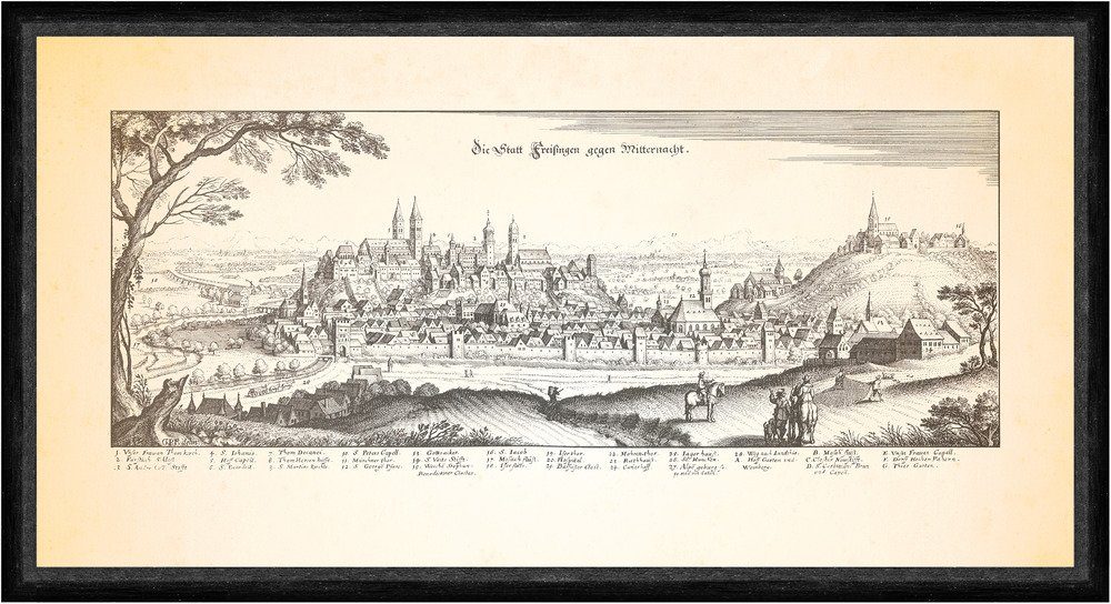 Kunstdruck Freising Domkloster Mohrenbrunnen Heiliggeistspital Ziererhaus Faks_Me