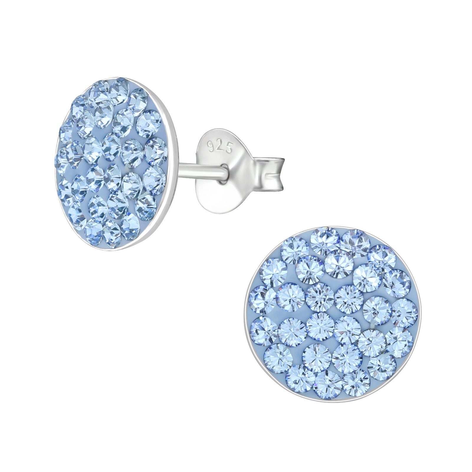 ALEXANDER YORK Paar Ohrstecker GEO Kristall rund 10 mm I hellblau, 2-tlg., 925 Sterling Silber