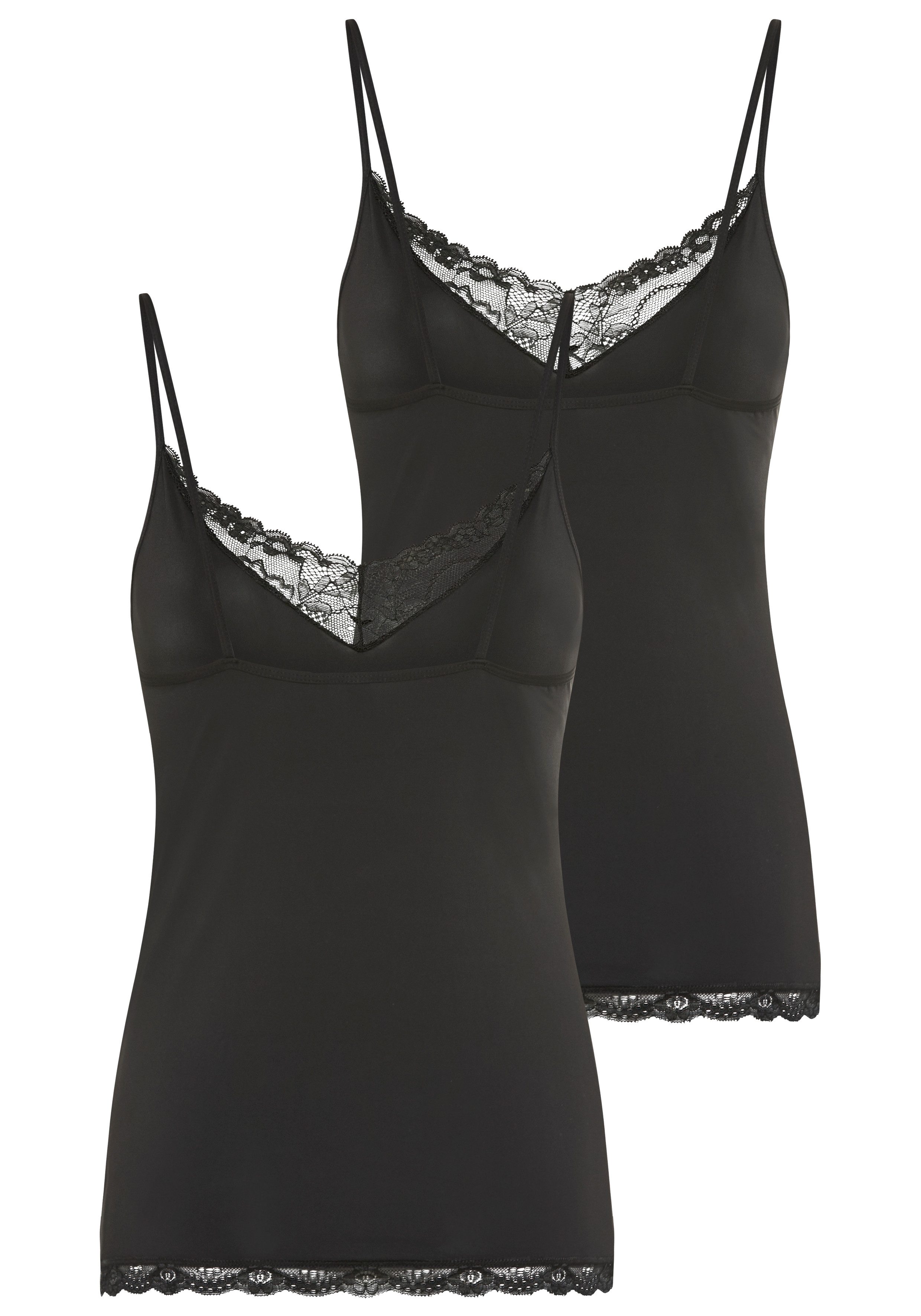 YSABEL MORA Spaghettitop (2er Pack) elastisch, Spitzeneinsatz, schmale Träg günstig online kaufen
