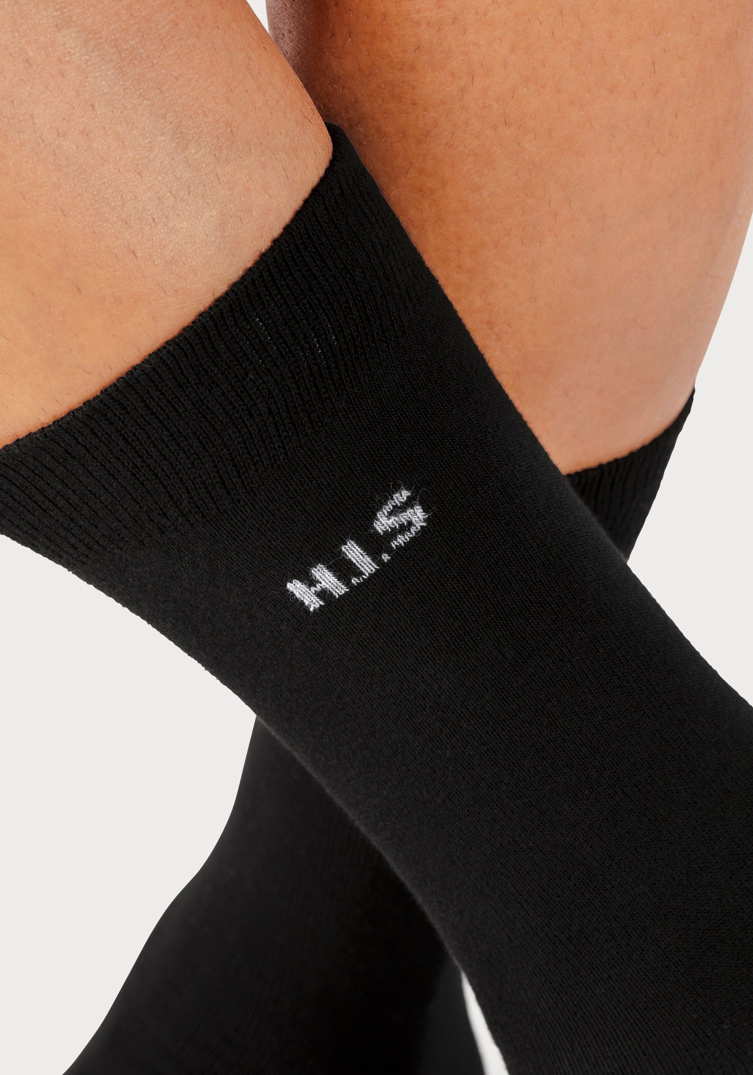 H.I.S Socken farbigem schwarz Innenbund (10-Paar) 10x mit