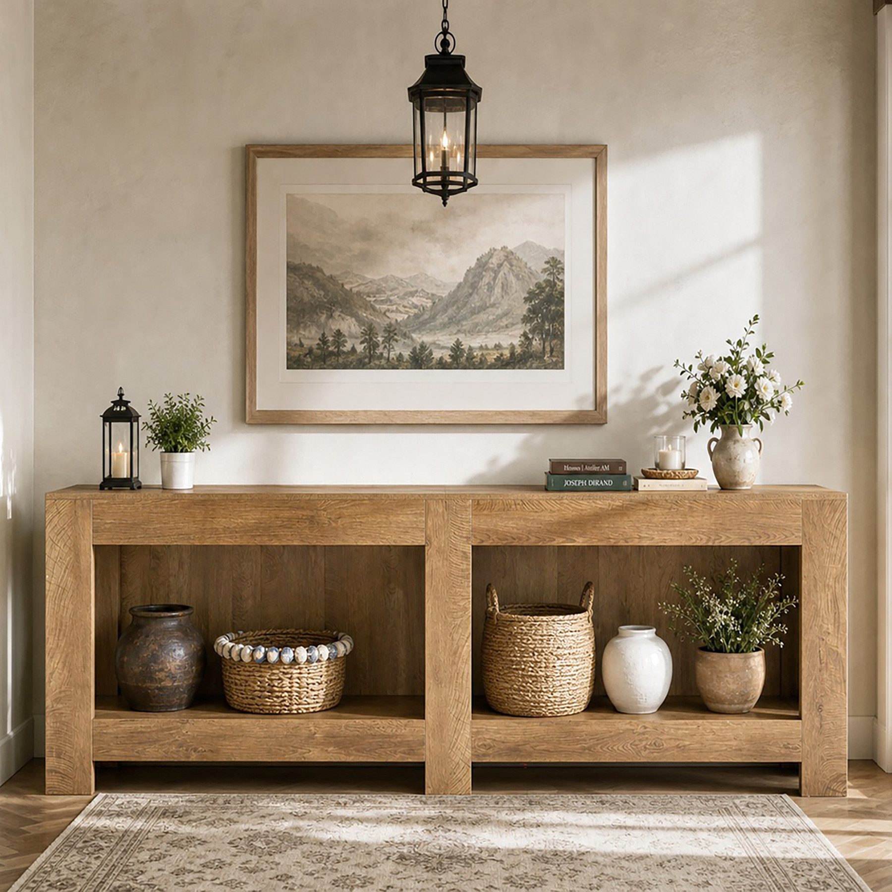 Tribesigns Konsolentisch 200 cm mit Stauraum, Landhaus-Flurtisch für Wohnzimmer & hinter Sofa