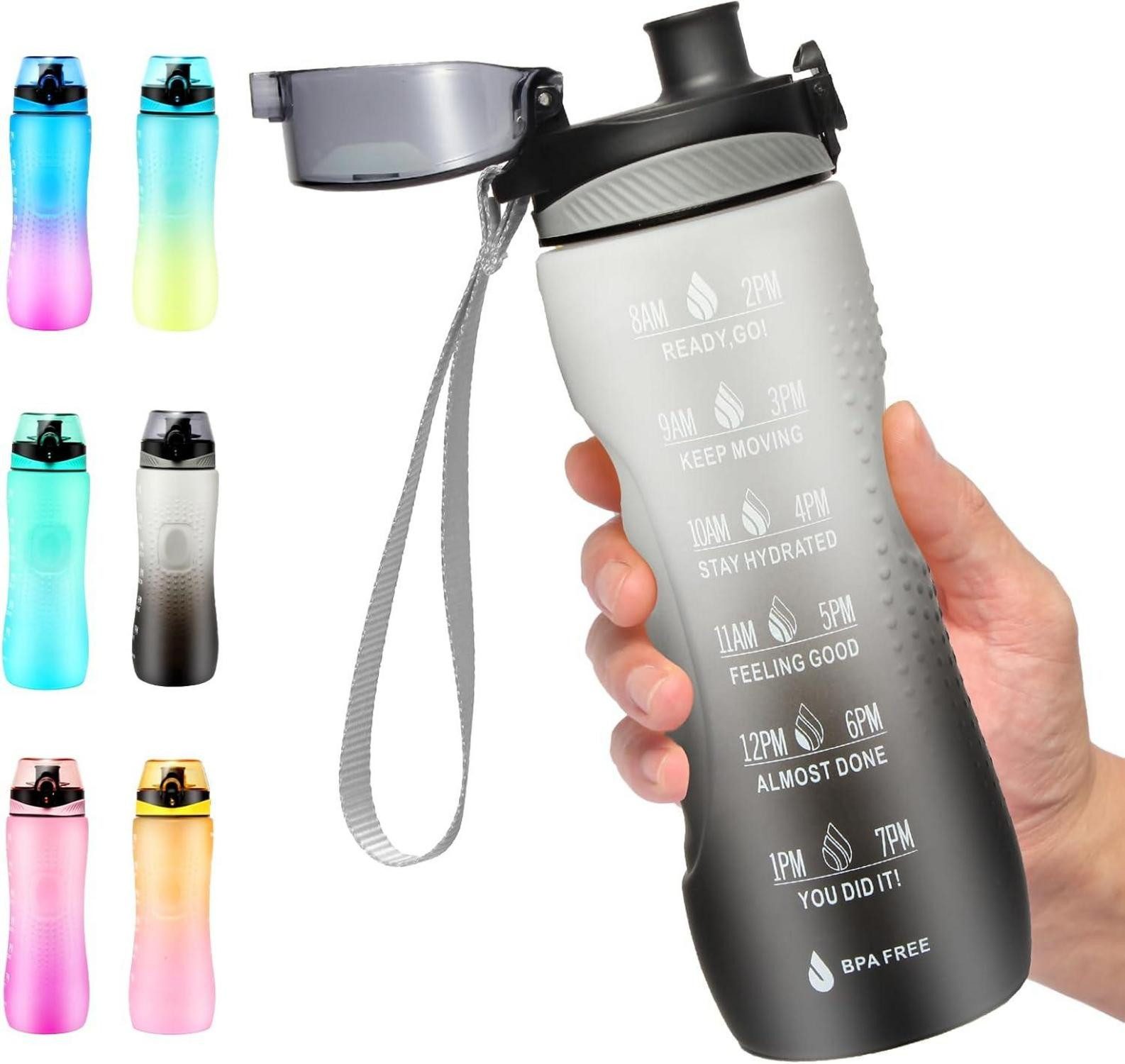 Aufbewahrungsdose Trinkflasche mit Zeitmarkierung Sport Tritan BPA frei auslaufsicher