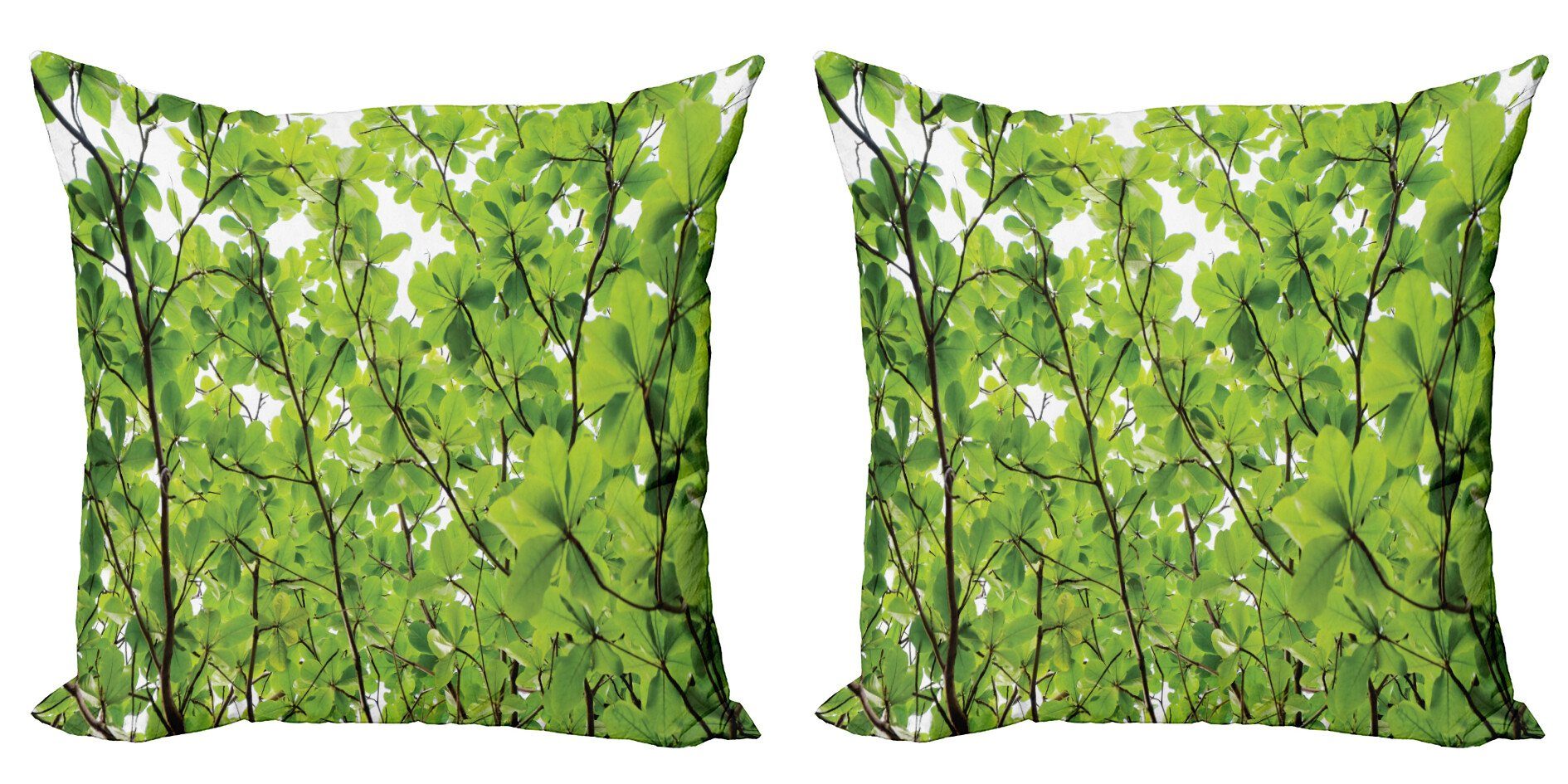 Kissenbezüge Modern Accent Doppelseitiger Digitaldruck, Abakuhaus (2 Stück), Grün Sommer Frische Blätter