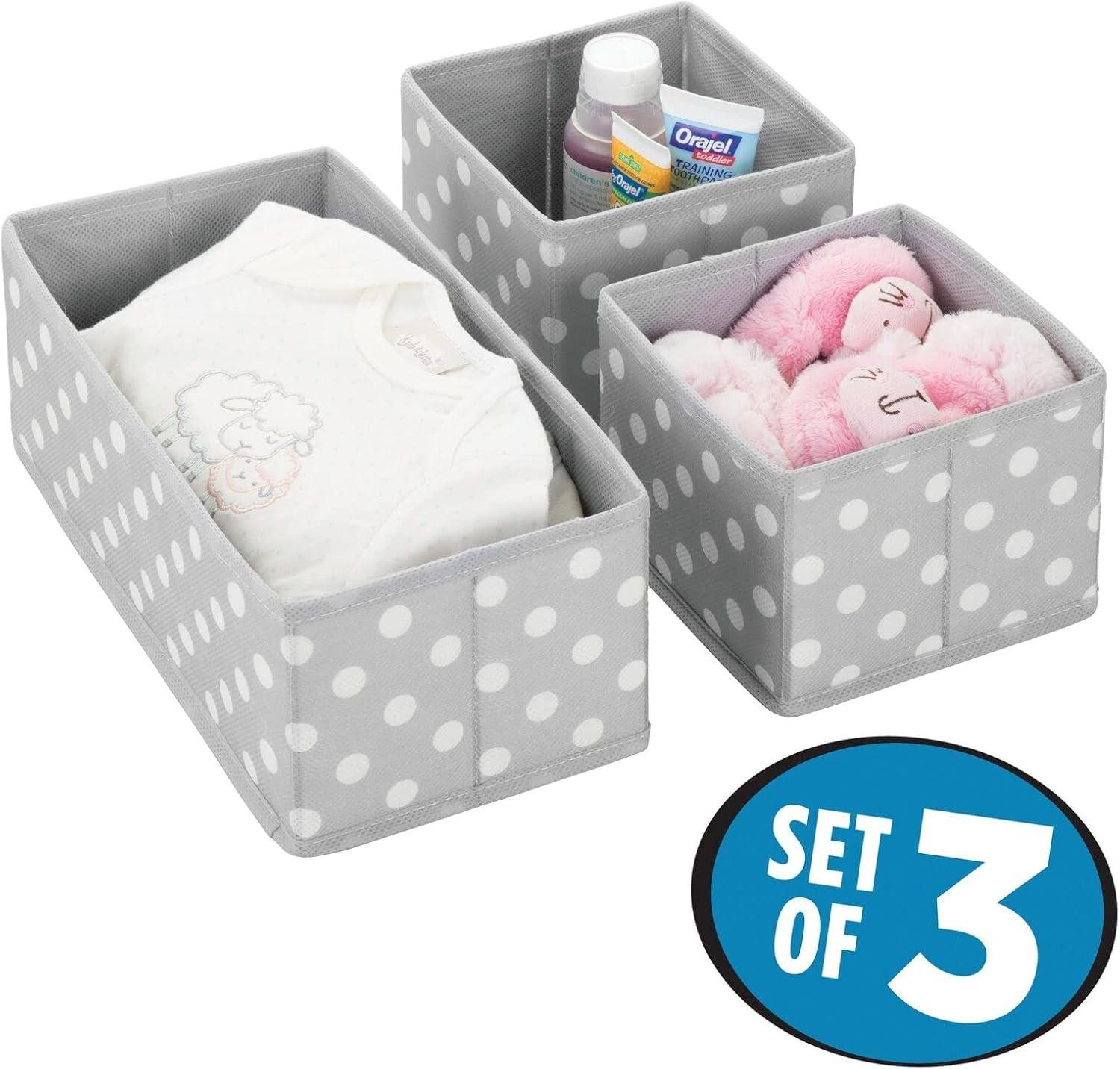 mDesign Aufbewahrungssystem Aufbewahrungsbox Stoffkisten Organizer mDesign 3er Set hellgrau/weiß