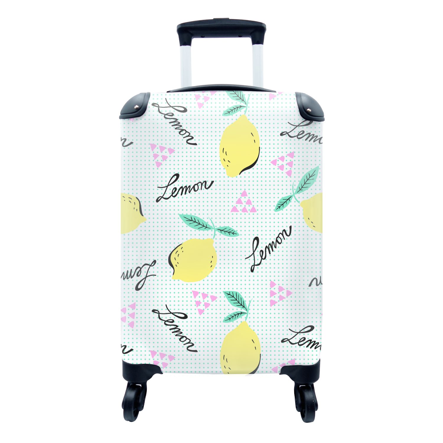 MuchoWow Rollen, 4 - - mit - Reisetasche für Trolley, Zitrone Handgepäck Muster, Pastell Ferien, Reisekoffer Handgepäckkoffer rollen, Hipster