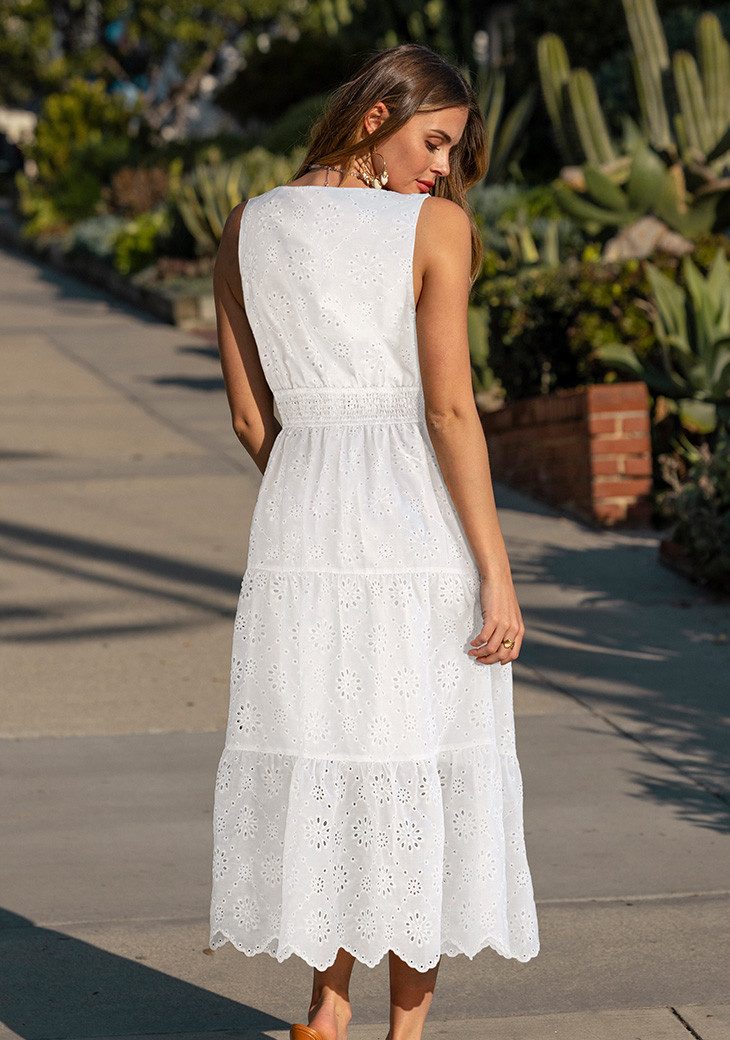 Cupshe A-Linien-Kleid Tropisches Wind Weißes Maxikleid – Bild 4 von 5