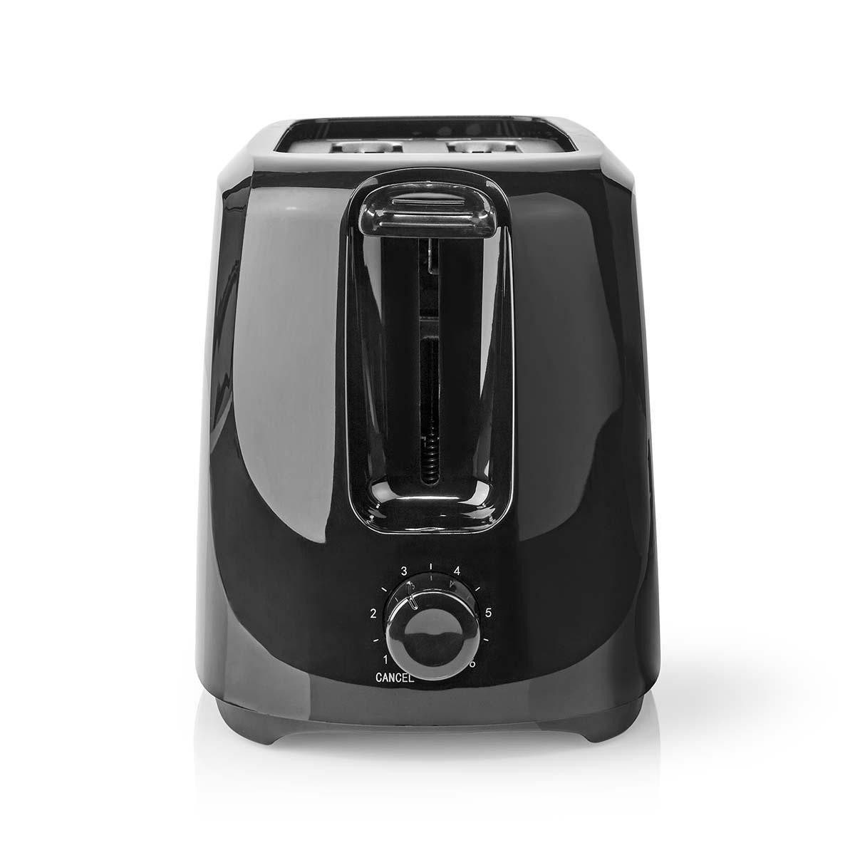 Nedis Toaster KABT150EBK, freistehend, für Beton, Fliesen, Mauerwerk, Mörtel, Putz, 700 W, Toaster, Bräunungsstufen, Krümelschublade für Frühstück und Snacks