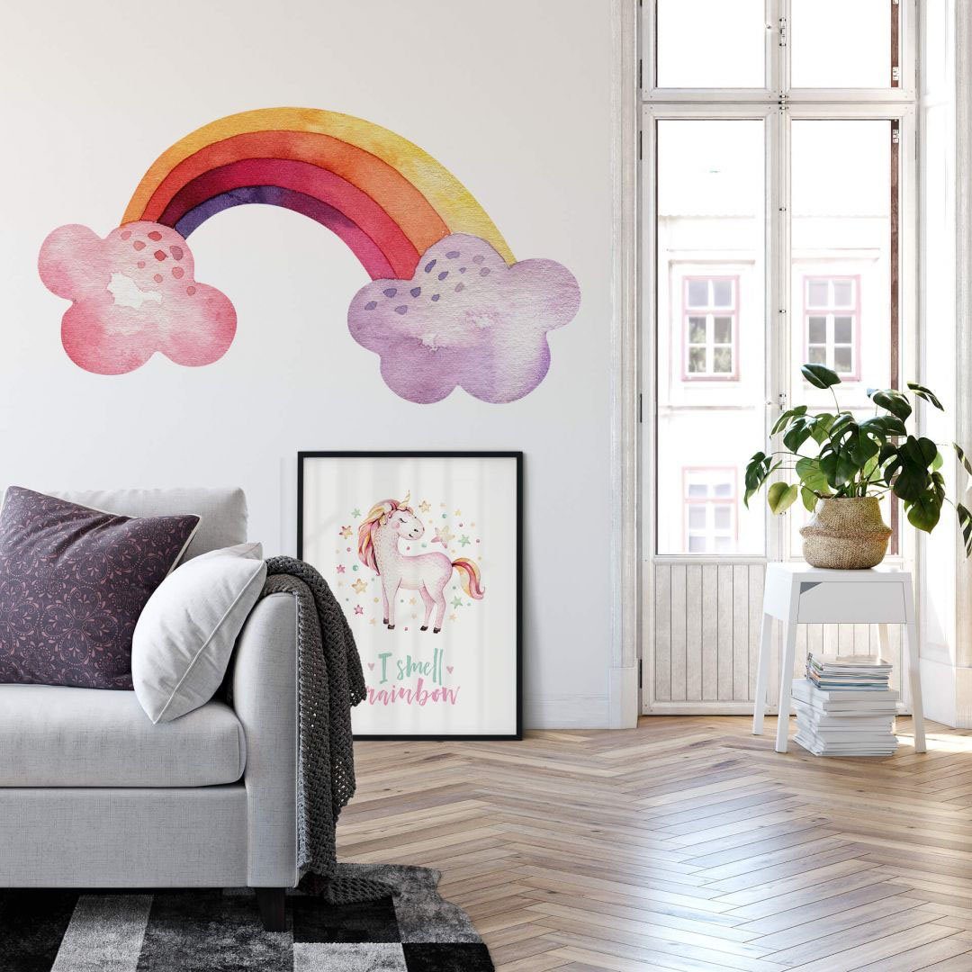 Wall-Art Wandtattoo Bunter Regenbogen Wolken (1 St)