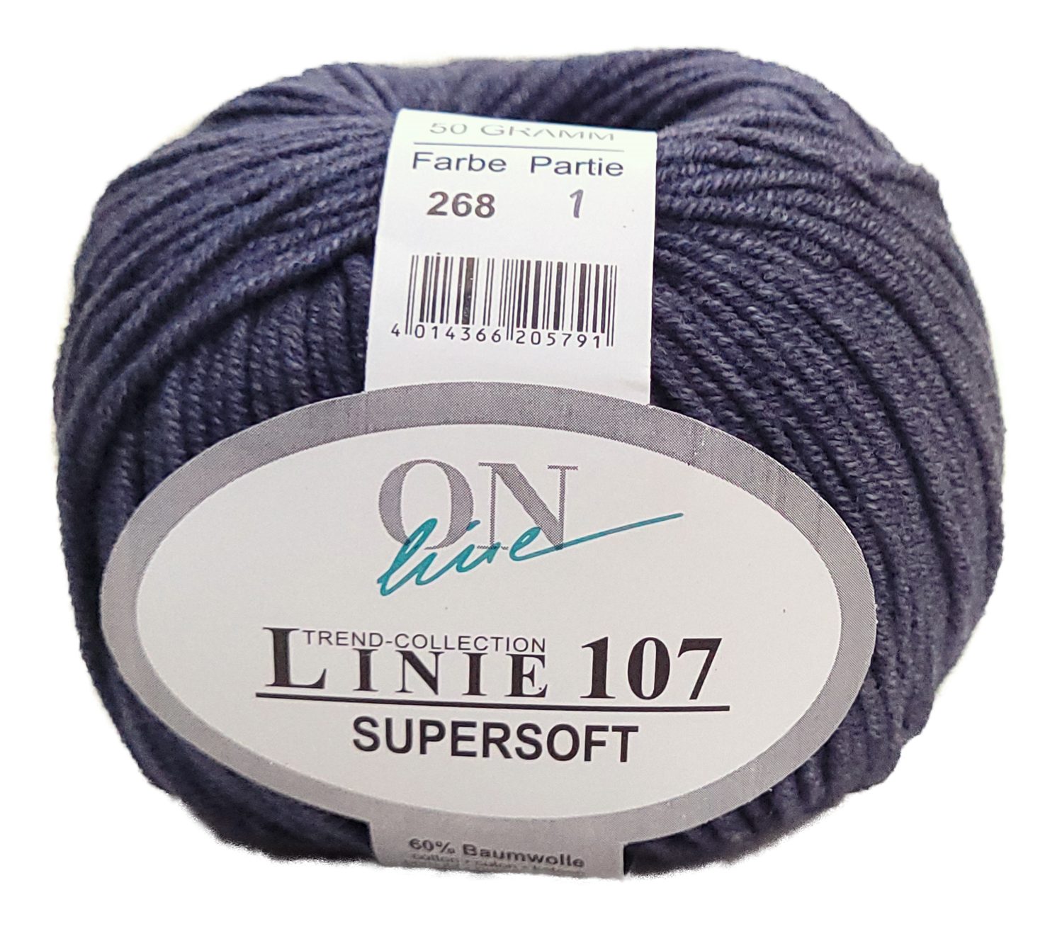 Online Garne Linie 107 Supersoft Baumwollmischgarn Häkelwolle, (pastell und bunt, Wolle zum stricken und häkeln, Strickgarn, Handstrickgarn), 60% Baumwolle, 40% Polyacryl