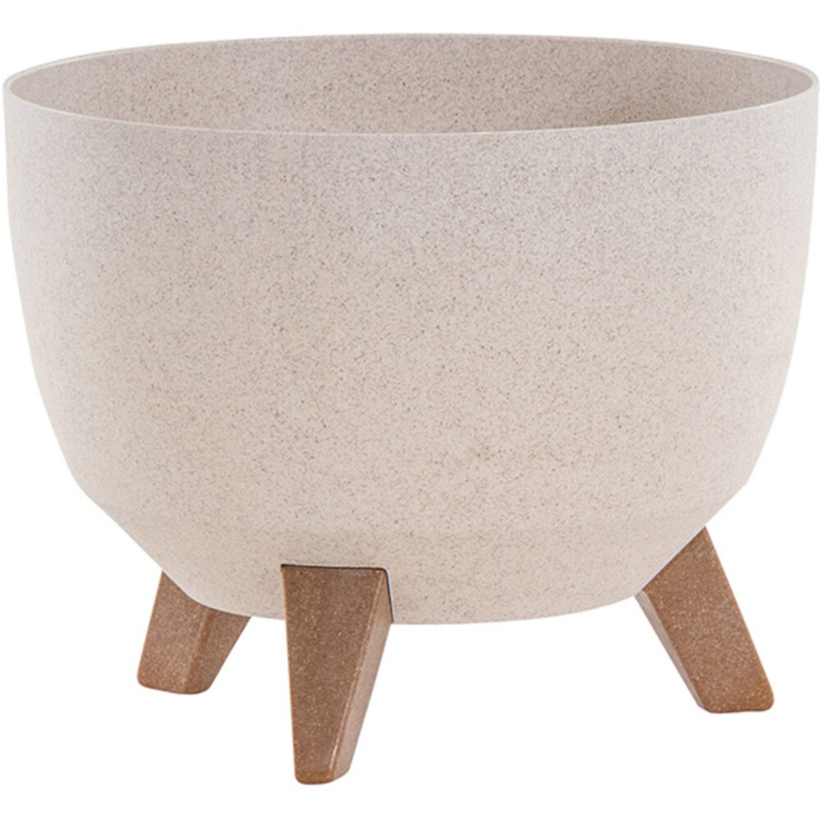 Siena Garden Pflanzkübel Pflanzgefäß OSLO creme 29 cm Kunststoff/Holzfasern an Füßen m Einsatz