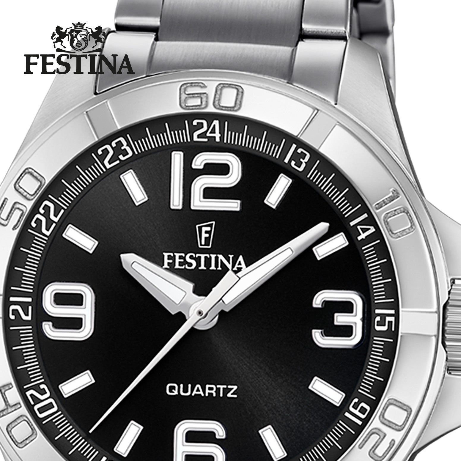 Festina Quarzuhr Festina Herrenuhr Klassik Armbanduhr, (Analoguhr), Herren Armbanduhr rund, Edelstahlarmband silber, Casual