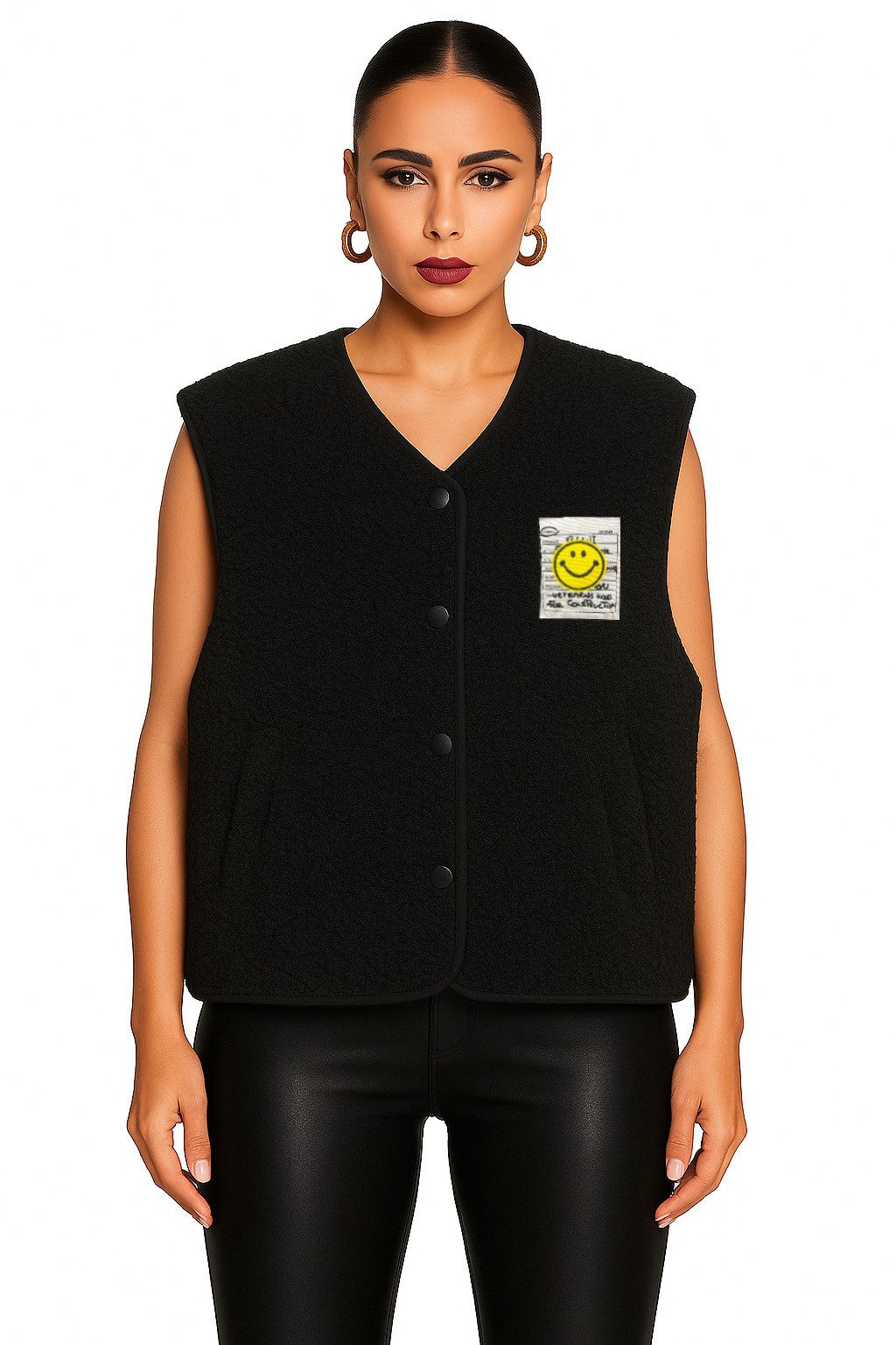 Worldclassca Fellimitatweste Worldclassca Teddy Weste Smiley Kuschelig Kurz Herbst Winter Ärmellos Neue Kollektion - Stilvolle und gemütliche Mode für Damen