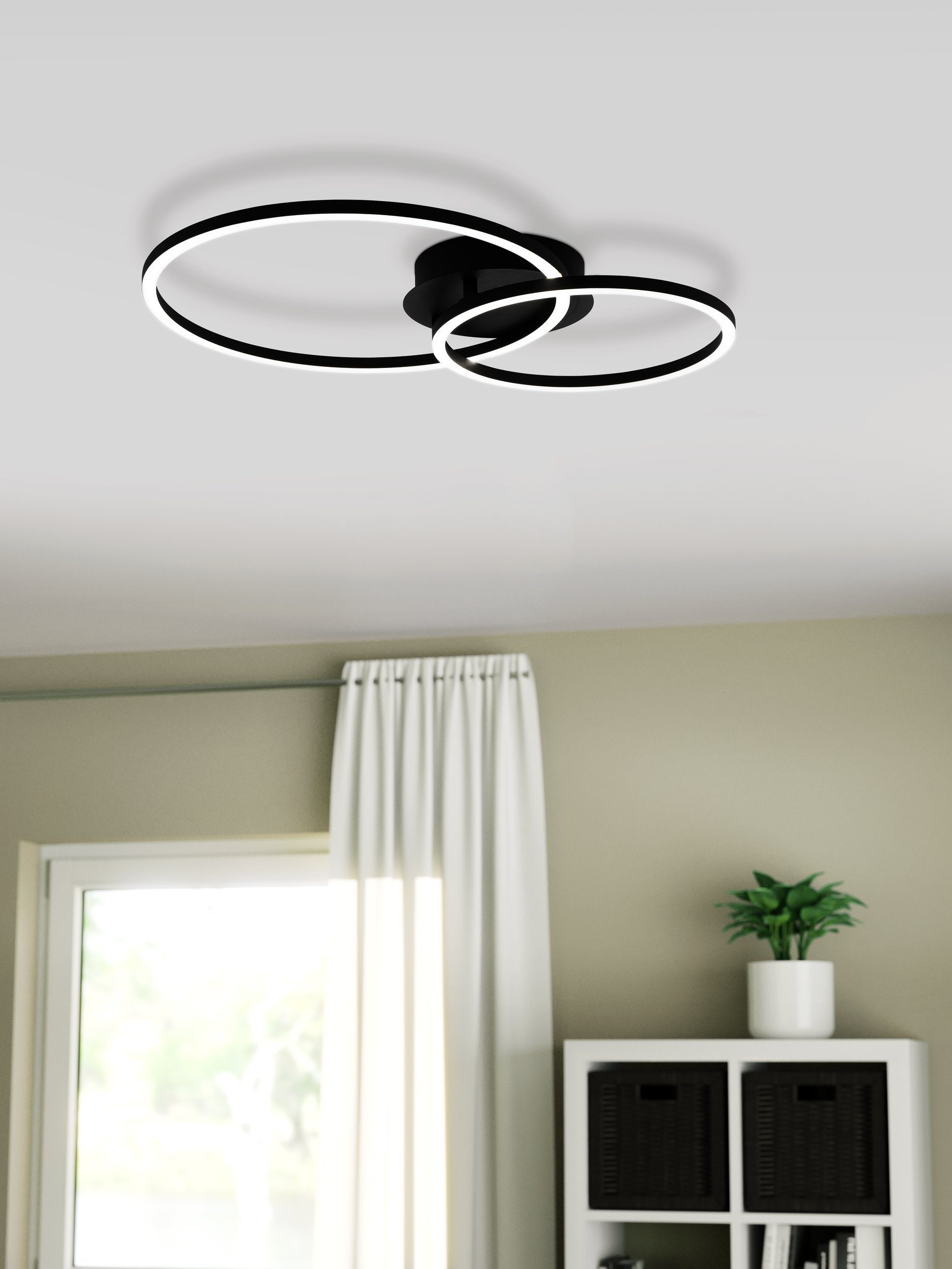EGLO LED Deckenleuchte Schlafzimmerlampe Küchenlampe, LED fest Deckenlampe, integriert, Wohnzimmerlampe, Warmweiß, Palmaves, LED