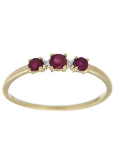 Firetti Fingerring Schmuck Geschenk Gold 333 Damenring Goldring Edelstein Farbstein Rubin, mit Rubin - mit Brillanten