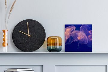 OneMillionCanvasses® Leinwandbild Transparente und leuchtende Quallen im dunklen Wasser, (1 St), Leinwand Bilder für Wohnzimmer Schlafzimmer