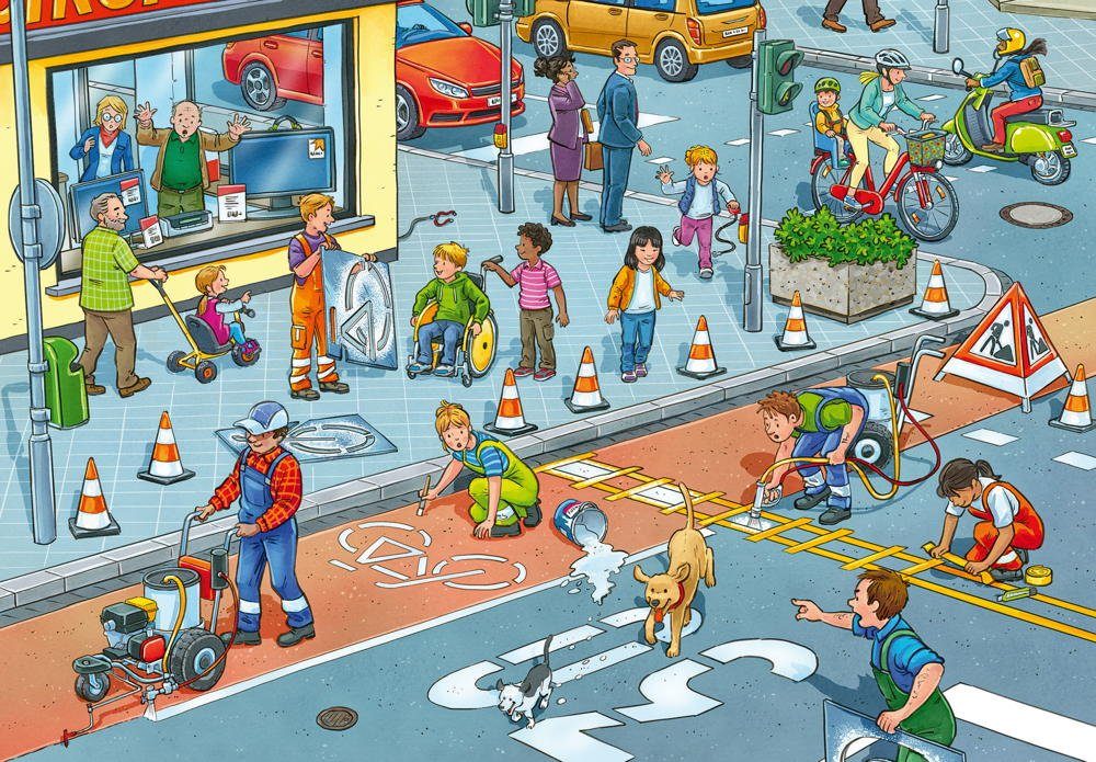 Ravensburger Puzzle 2 x 12 Teile Puzzle Straßenbaustelle 05635, 12 Puzzleteile