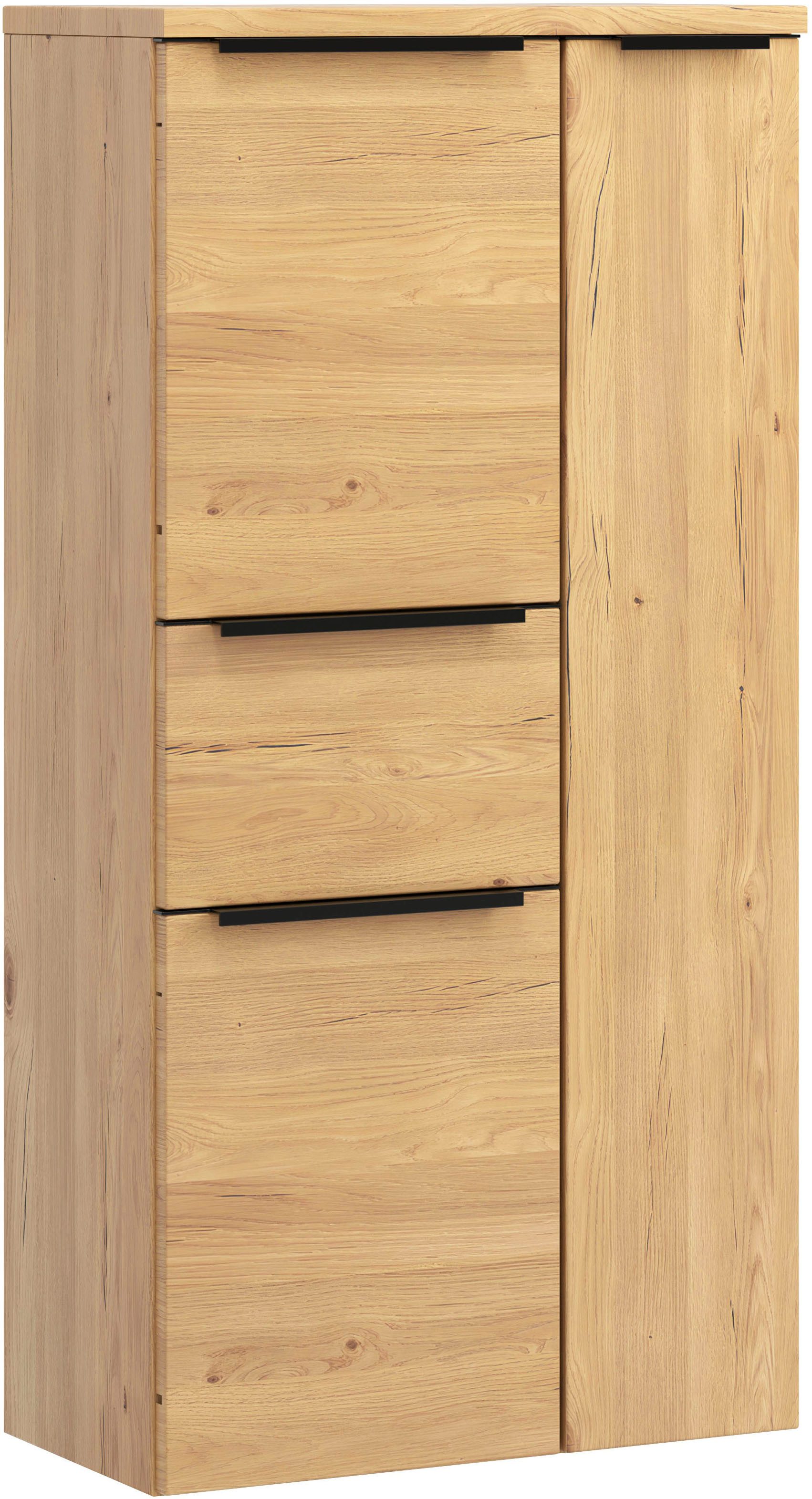 welltime Midischrank MAILAND, Softclose-Auszug, gedämpfte Scharniere, hochwertiges MDF (Maße (B/H/T): ca. 65/130/35 cm) Wildeiche, gedämpfte Scharniere und Softclose-Auszug