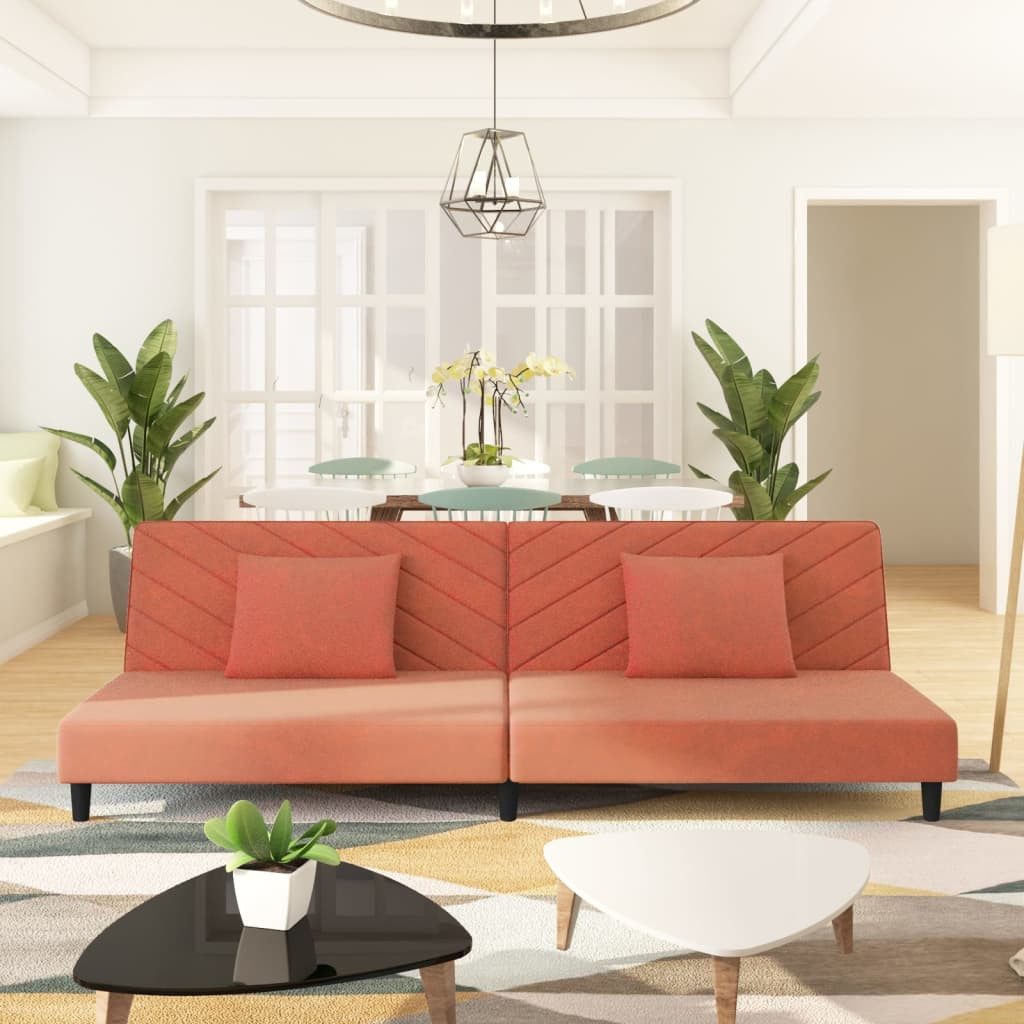 vidaXL Sofa vidaXL Schlafsofa 2-Sitzer mit 2 Kissen Rosa Samt