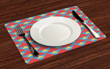 Platzset, Waschbare Stoff Esszimmer Küche Tischdekorations Digitaldruck, Abakuhaus, (4-teilig, 4 Teilig-St., Set aus 4x), Retro Großer kleiner Triangles Retro