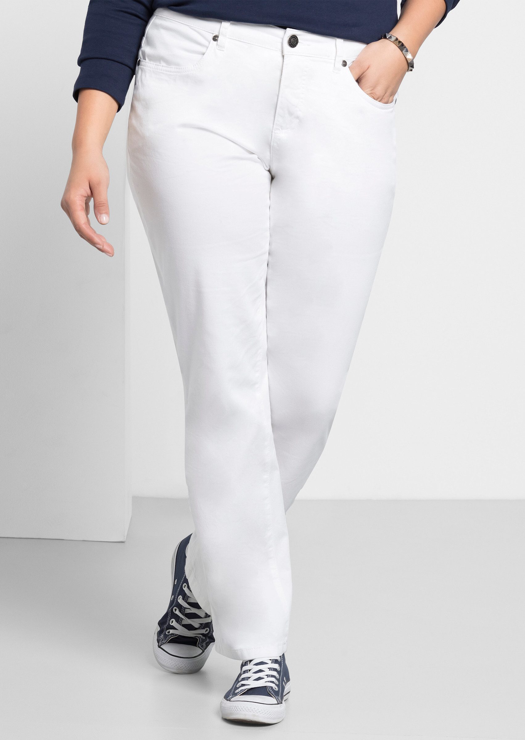 Sheego Jerseyhose Stretch-Hose normal elastische Twill-Qualität