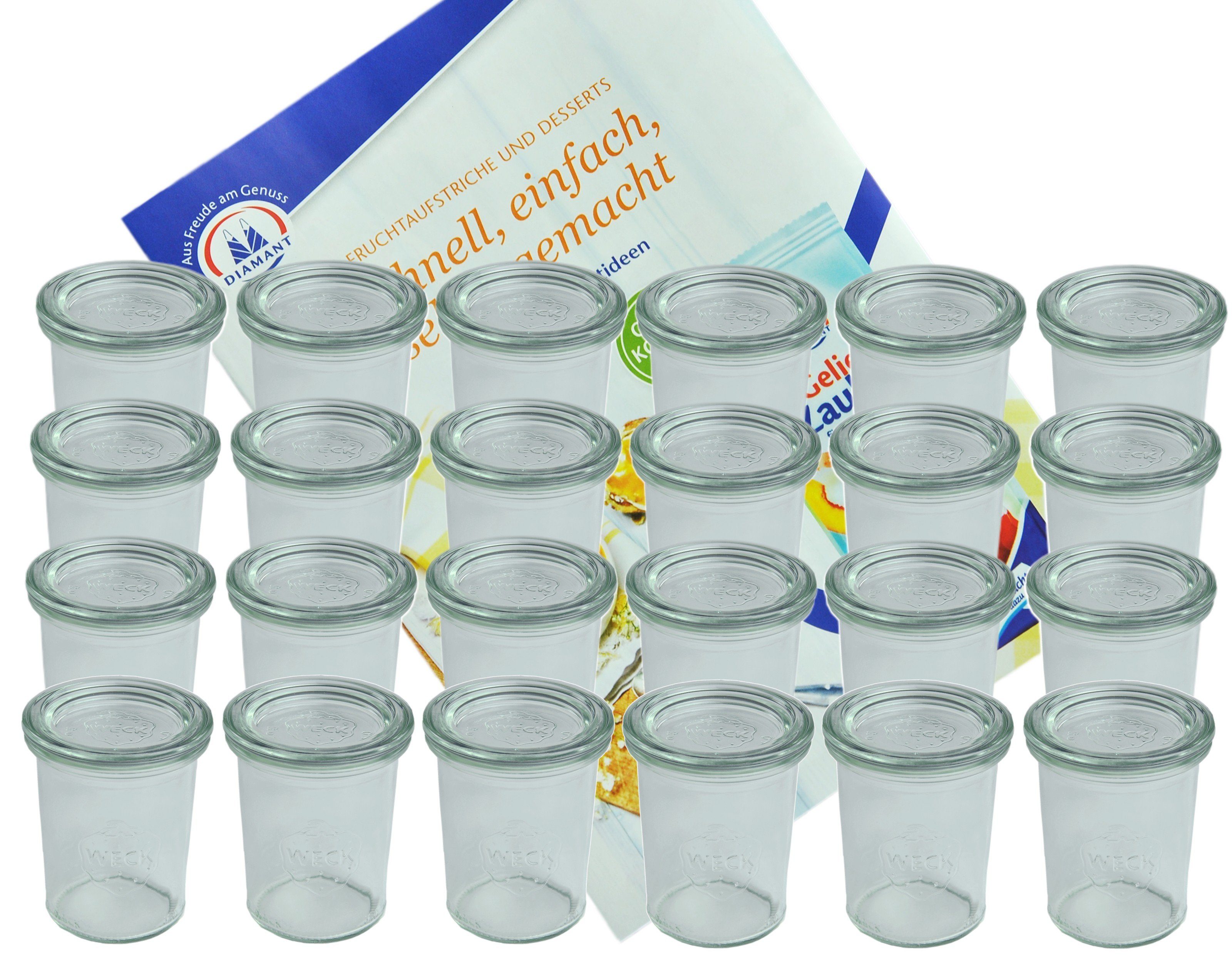 MamboCat Einmachglas 24er Set Weck Gläser 160 ml Sturzgläser mit 24 Glasdeckeln, Glas