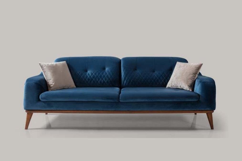JVmoebel Sofa Blaue Couch Wohnzimmer Dreisitzer Sitzpolster Couchen Sofa, Made in Europe