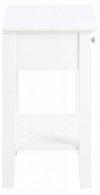 ACTONA GROUP Nachttisch Nachtkommode, rechteckiger weiß lackierter Nachtschrank, 1 Schublade und 1 Ablage