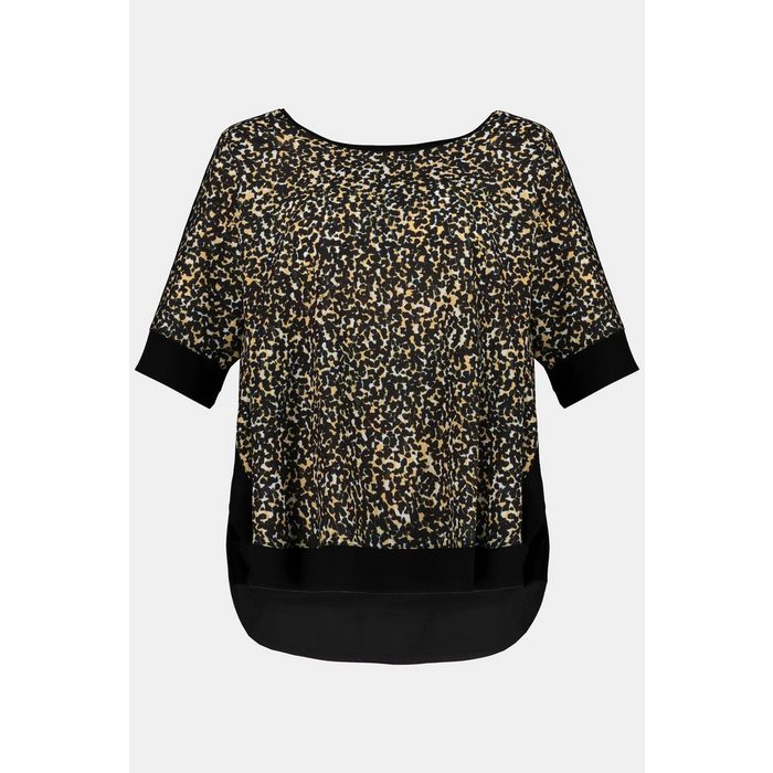 Gina Laura T-Shirt T-Shirt Animalmuster Oversized schwarze Abschlüsse