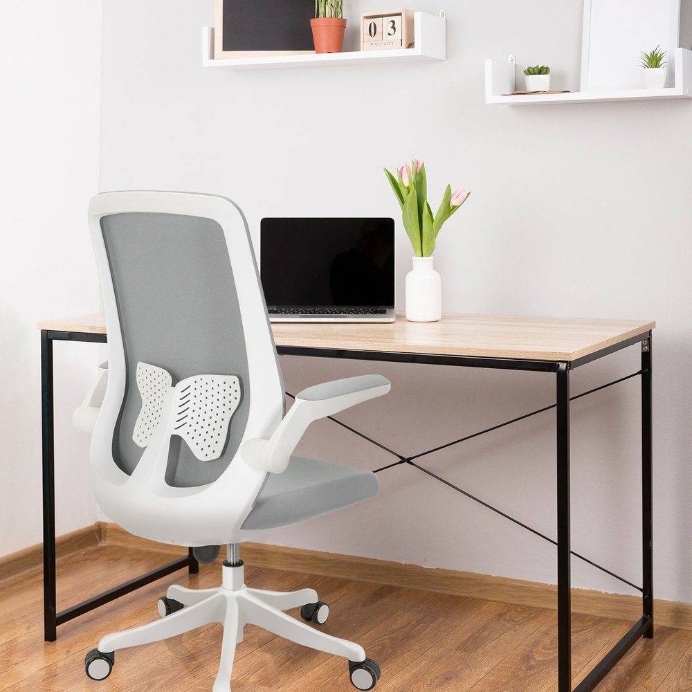 Bürostuhl W (1 OFFICE Grau Schreibtischstuhl Drehstuhl ergonomisch Stoff/Netzstoff MIKO hjh St), Office Home