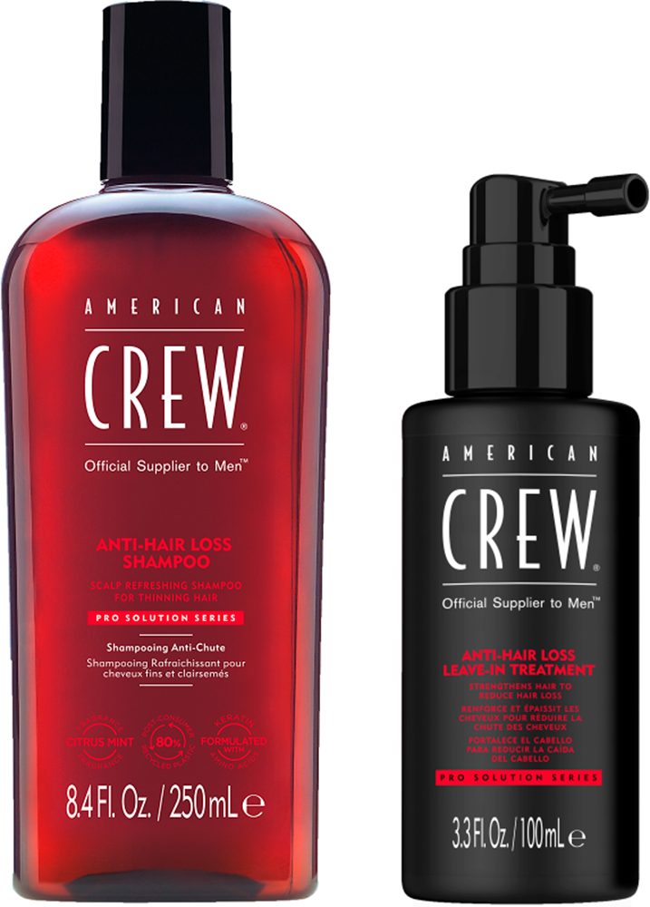 American Crew Уход за волосами-Set Anti-Hair Loss 2 Step Set - Shampoo 250 ml + ATreatment 100 ml, Set, 2-tlg., Für Herren mit dünnem Haar, fördert Volumen und Kämmbarkeit.