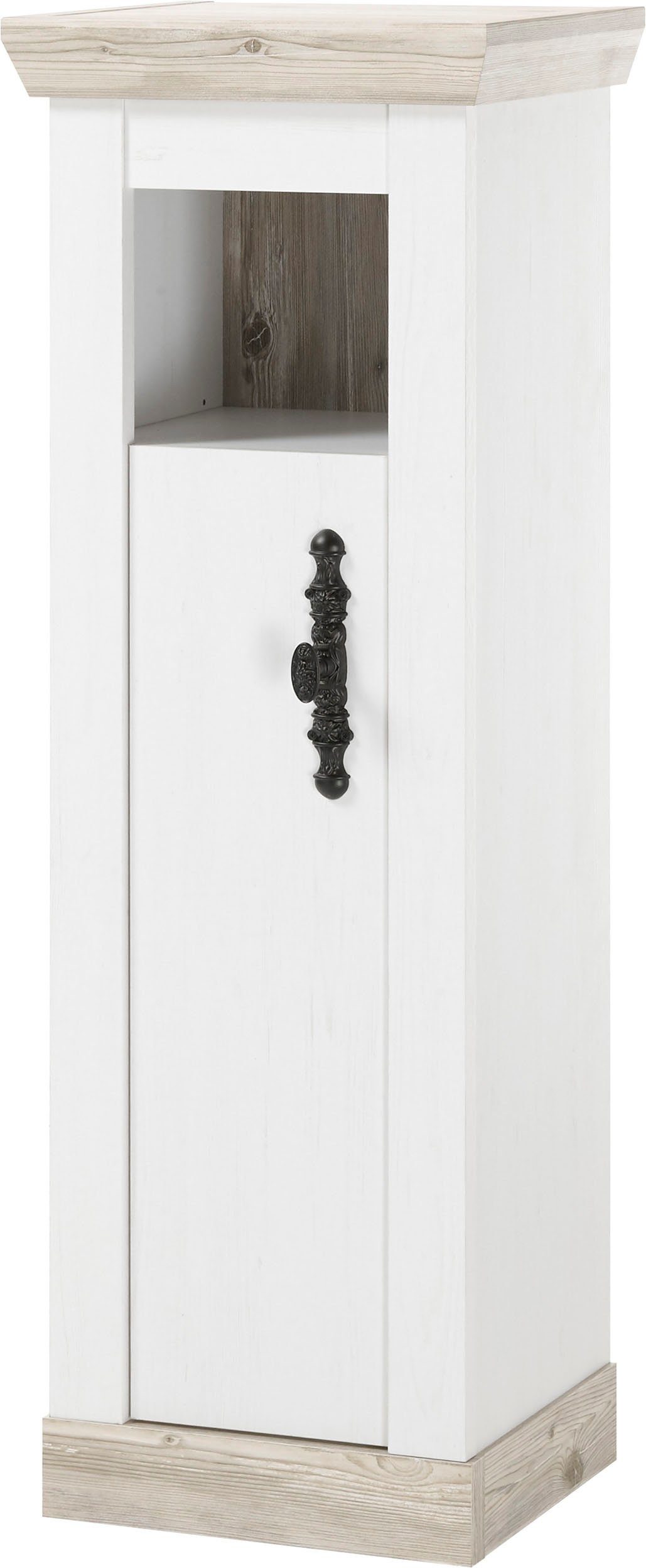 Home affaire Midischrank Florenz, Badschrank im Landhausstil, Schrank mit Metallgriffen in Pinie Weiß, offenes Fach und Stauraum hinter …