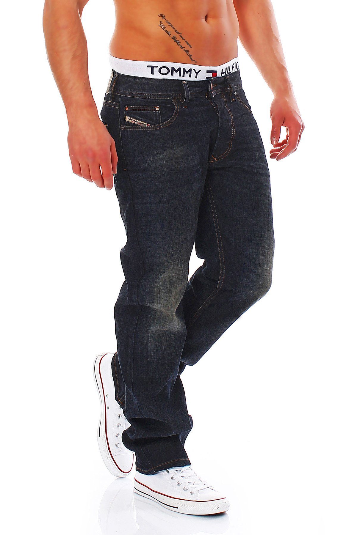 Diesel Gerade Jeans Used-Look, Herren Larkee L32 Dezenter Größe: 0835H Jeans Diesel W28