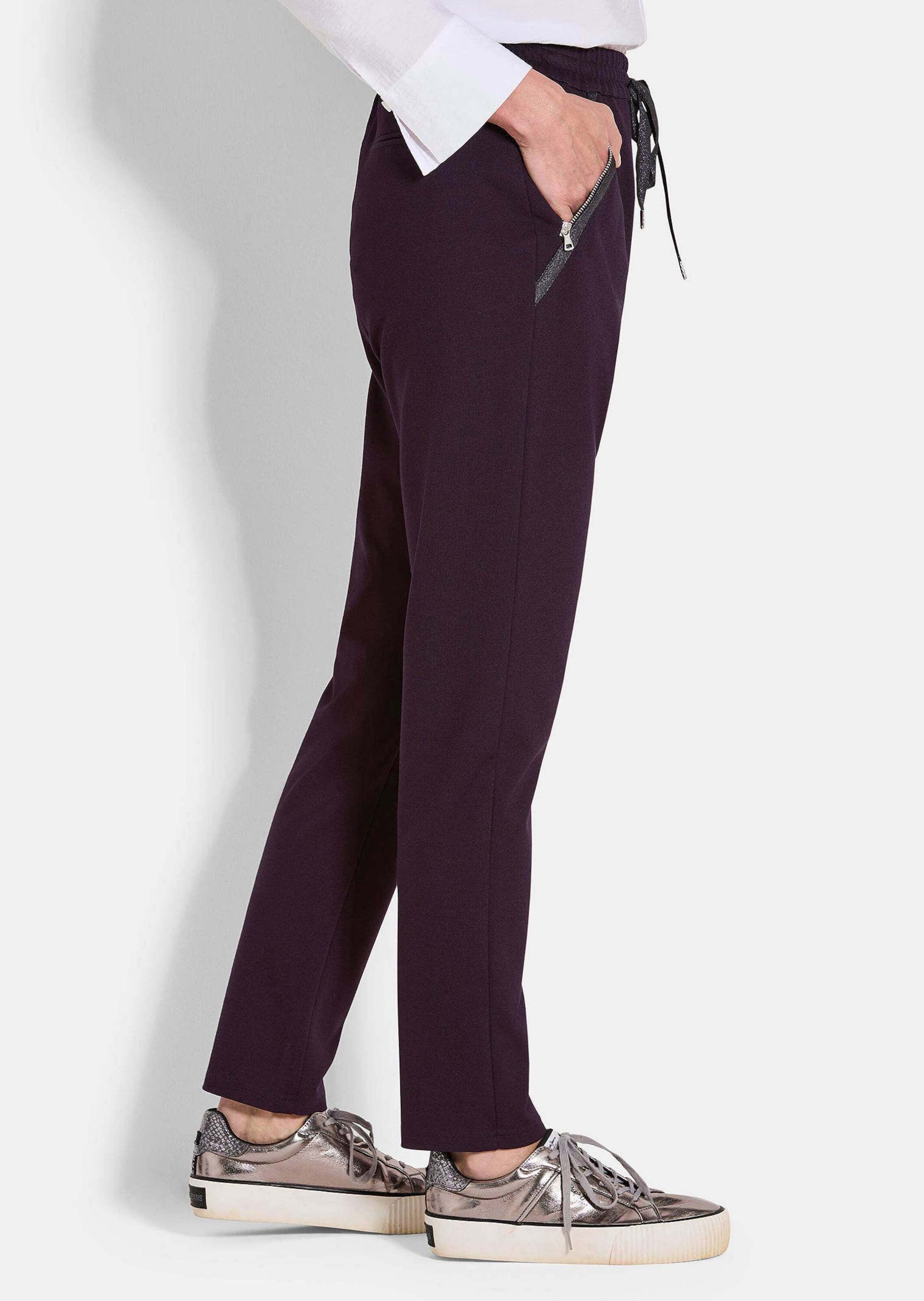 GOLDNER Stoffhose Elegante Joggpants SARA, hoher Bund Freizeithose mit elastischem Bund, Zierbändern, konischer Beinverlauf – Bild 4 von 5