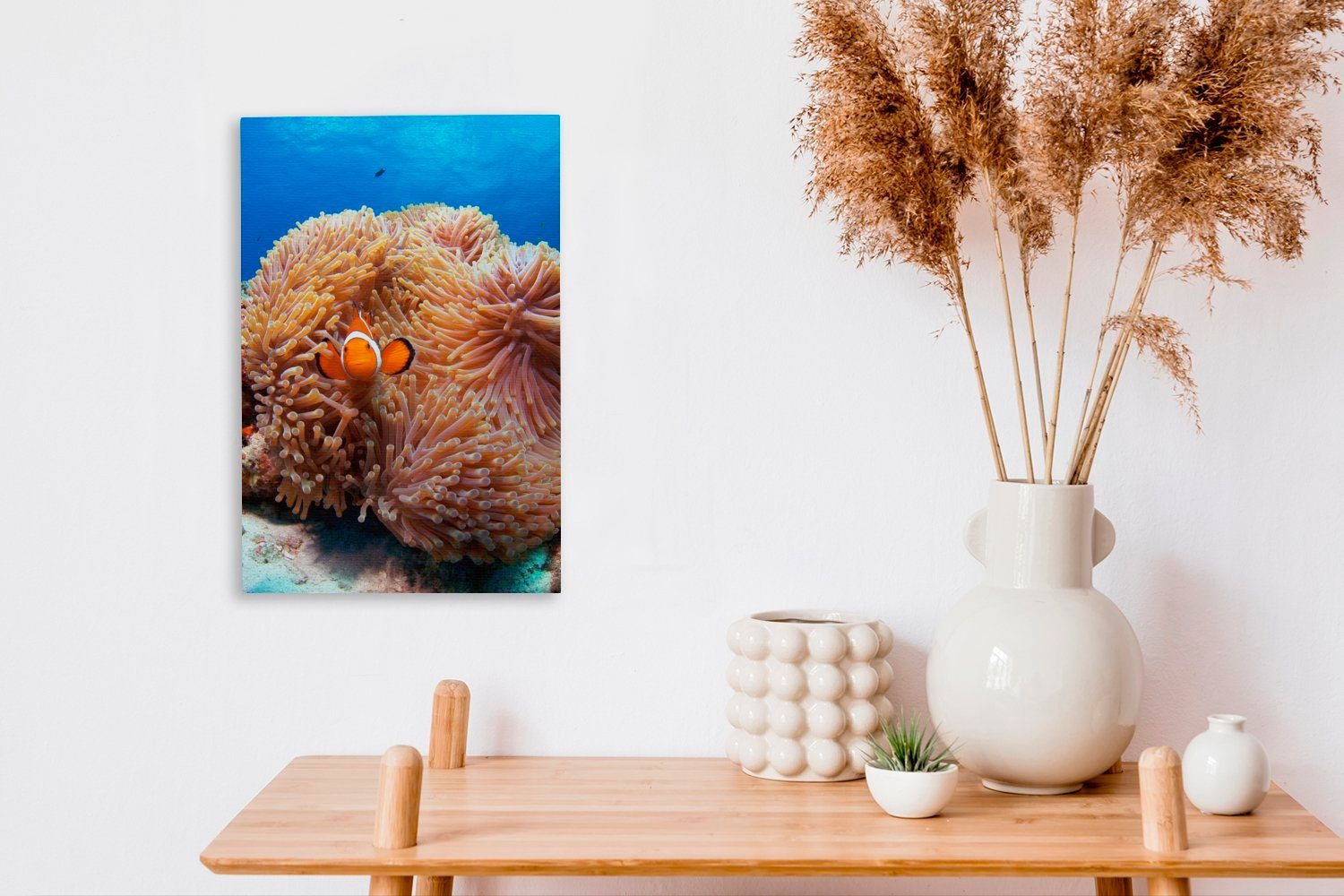 OneMillionCanvasses® Leinwandbild Nemo - St), Zackenaufhänger, (1 Fisch, cm - Anemone bespannt inkl. 20x30 Gemälde, Leinwandbild fertig