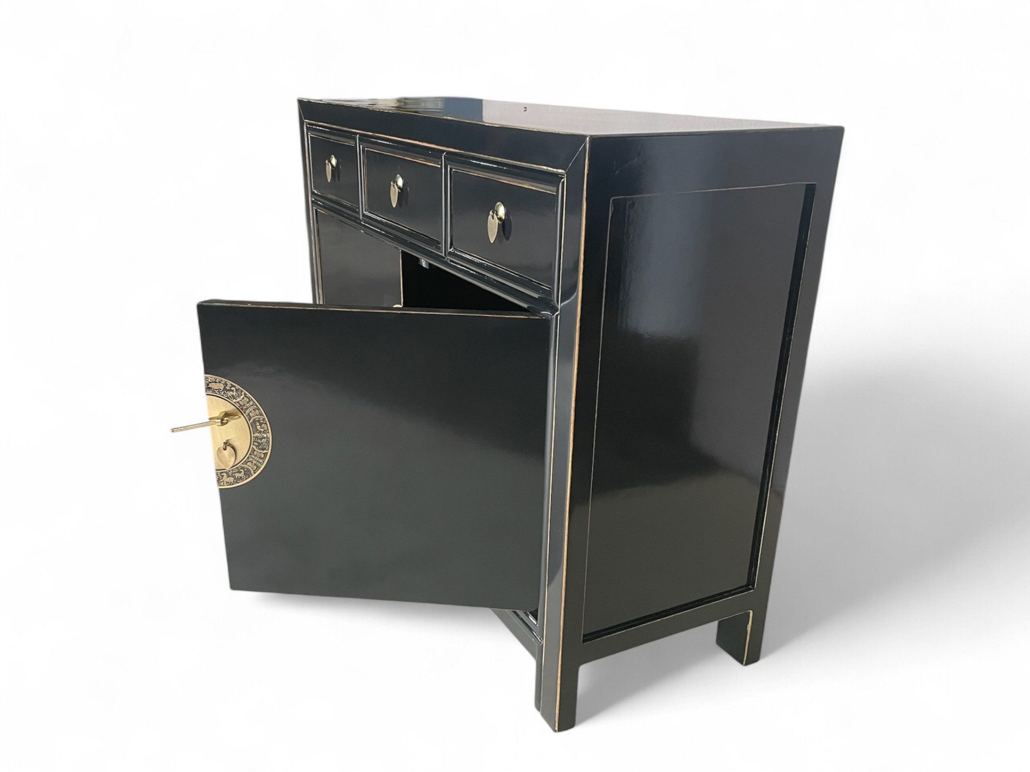 OPIUM OUTLET Kommode Vintage Schrank Sideboard schwarz asiatisch chinesisch orientalisch (B x T x H: 117 x 40 x 85 cm, Anrichte Buffet), Asia Мебель Hochzeitsschrank komplett montiert