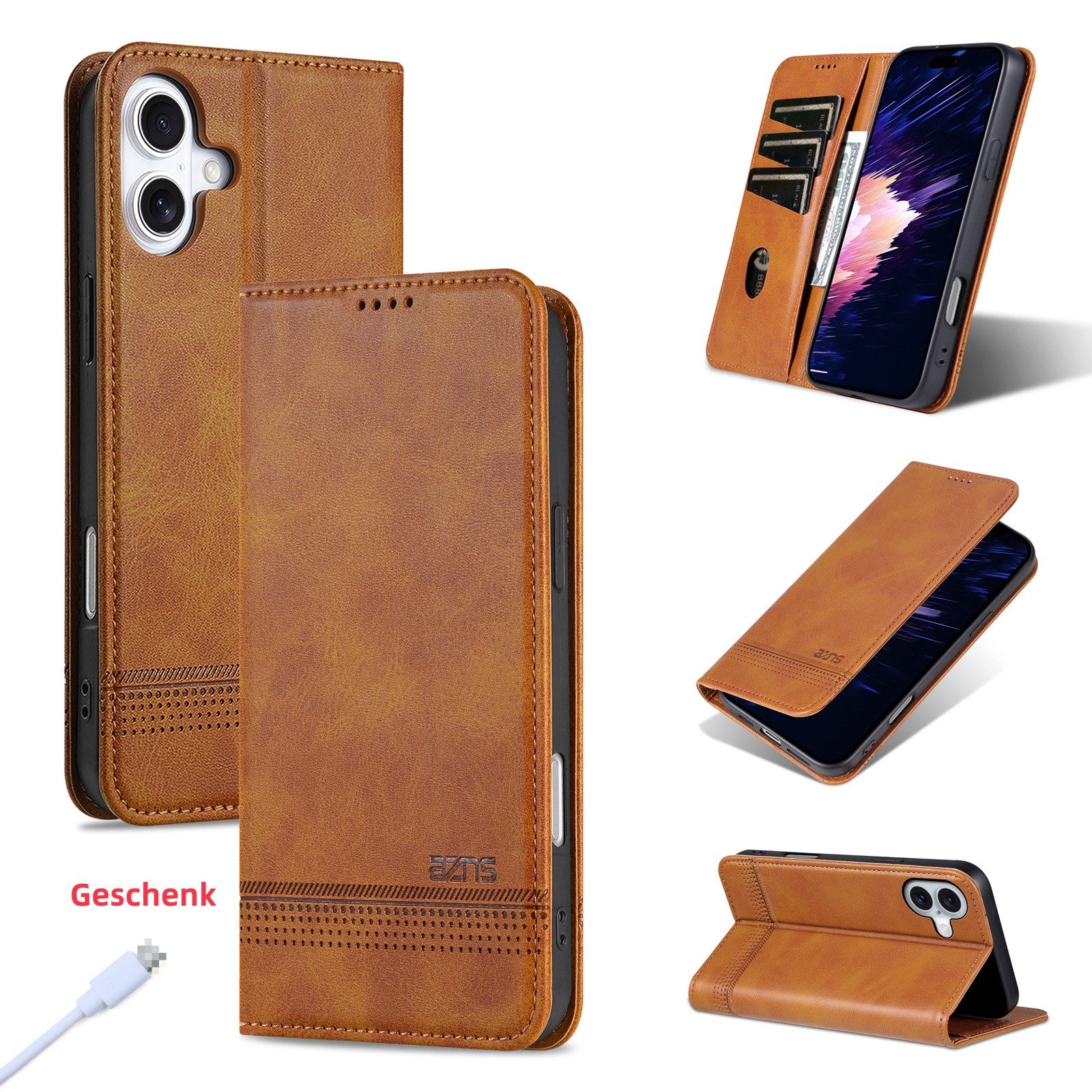 trends for living Handyhülle Leder Magnetisch Hülle Cover Case für iPhone XS MAX XR X 8 Plus