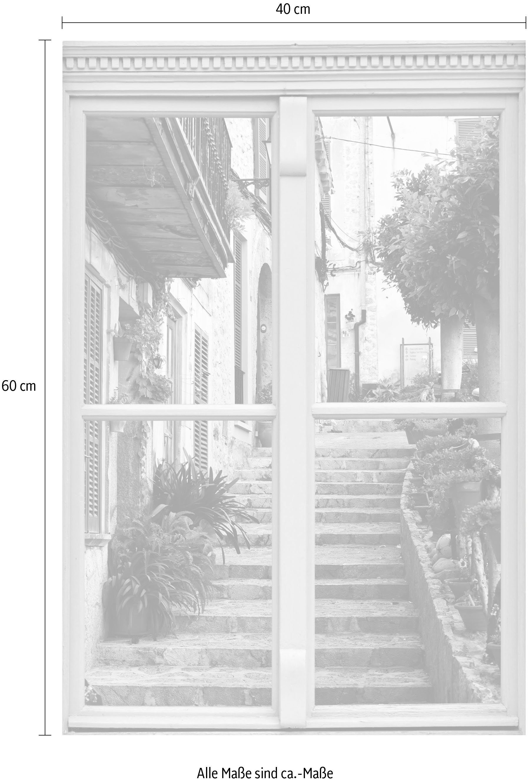 queence Wandsticker Treppe am Haus, Wandsticker, Wandbild, selbstklebend, 3 günstig online kaufen