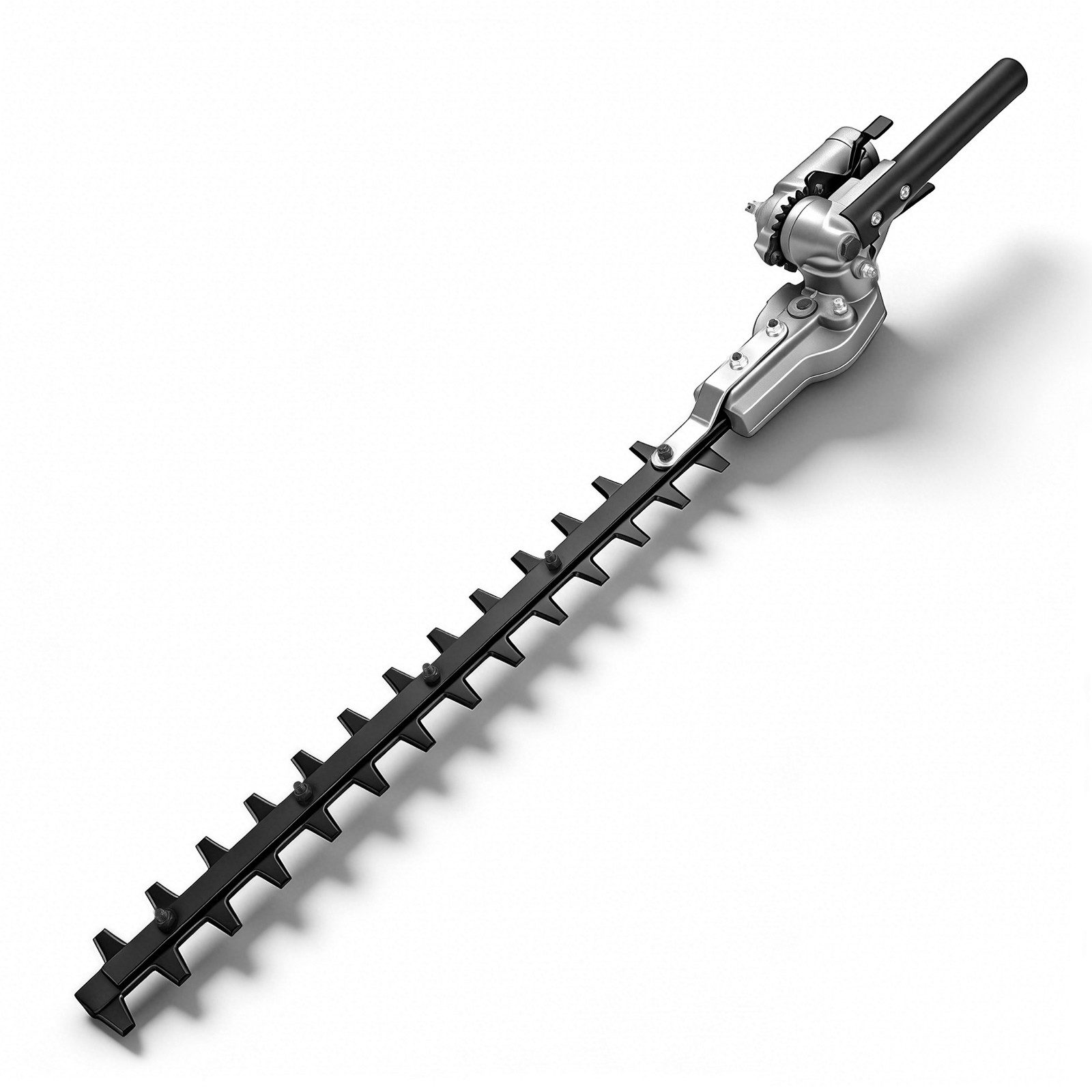 XERSEK Hochentaster Heckenscherenkopf, 44 cm Doppelklingen Heckenscherenaufsatz, 26 mm×9T, 65 Manganstahl Messer, 165°Großwinkel Verstellung für Heckenschere