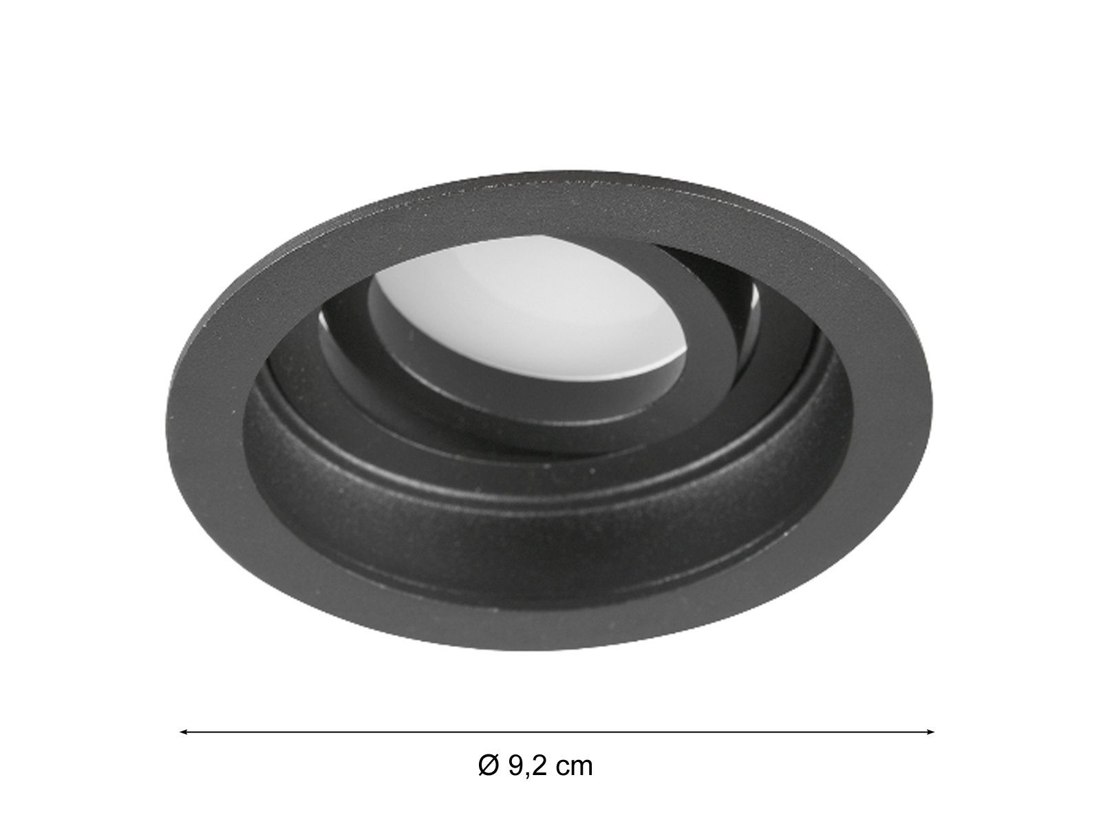 TRIO Leuchten LED Einbaustrahler, Dimmfunktion, LED wechselbar, Warmweiß, Deckenspot-s Einbau Treppenhaus Deckeneinbauleuchte-n Schwarz, Ø9cm