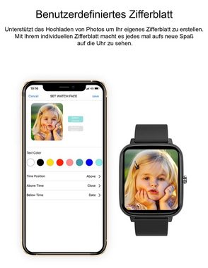 TPFNet SW05 mit Silikon Armband - individuelles Display Smartwatch (Android), Armbanduhr mit Musiksteuerung, Herzfrequenz, Schrittzähler, Kalorien, Social Media etc., Grün