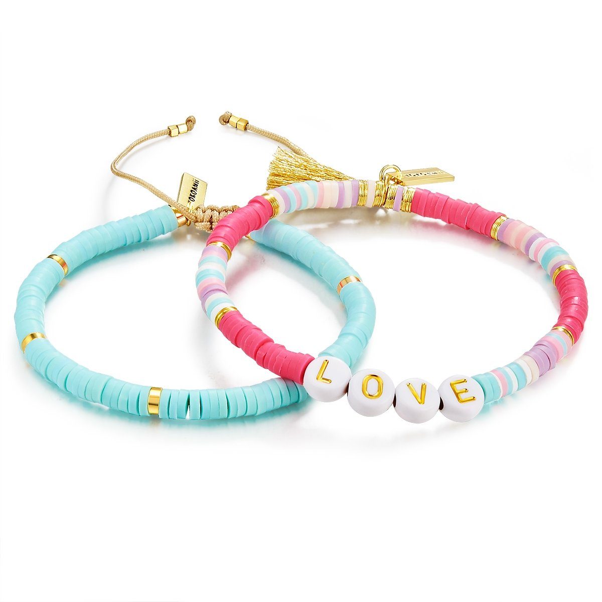 Armbänder Yokoamii gelbgold, Armband Set 2er Love