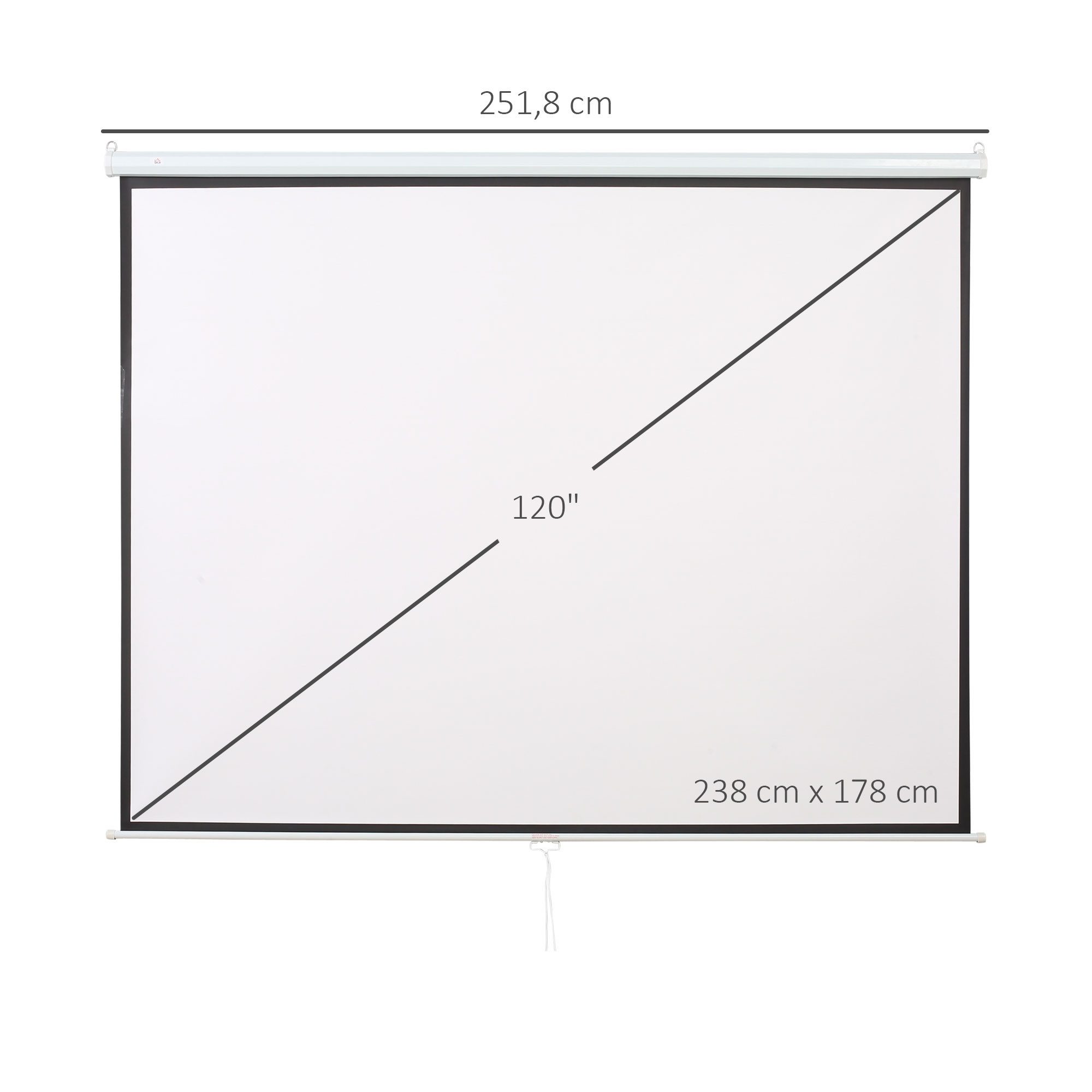 HOMCOM Leinwand 244 x 1832 cm 120 Zoll 4:3/ 16:9, für Heimkino Büro-Präsentationen