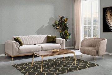 Casa Padrino Sofa Luxus Art Deco Sofa Hellgrau / Braun / Gold 230 x 100 x H. 92 cm - Edles Wohnzimmer Sofa mit dekorativen Kissen - Luxus Art Deco Möbel