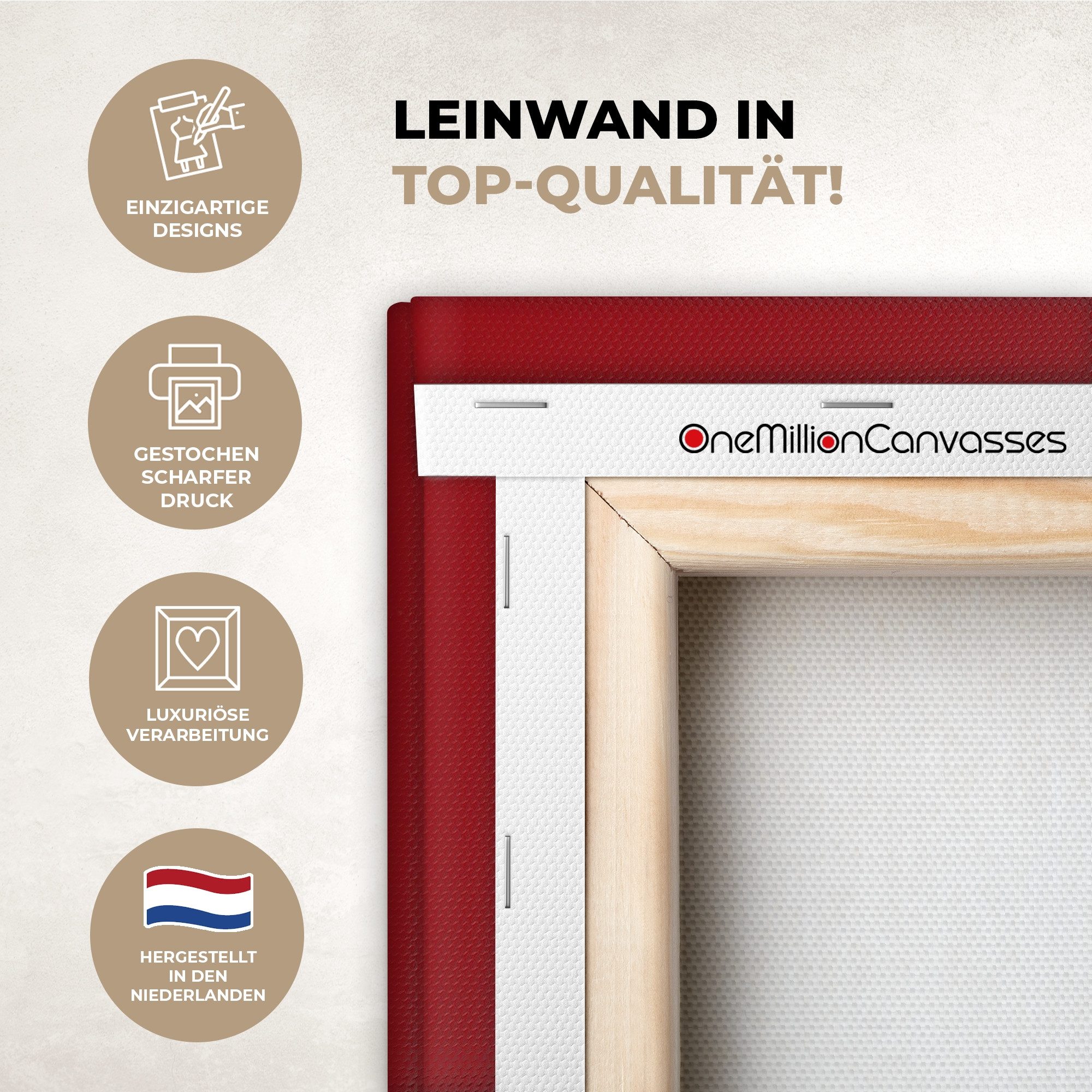 OneMillionCanvasses® Leinwandbild Panorama Große Titten kleines Herz - Rot - Herz, Fotodruck (1 St), Wandbild, Deko Schlafzimmer Wohnzimmer Flur 60x20 cm
