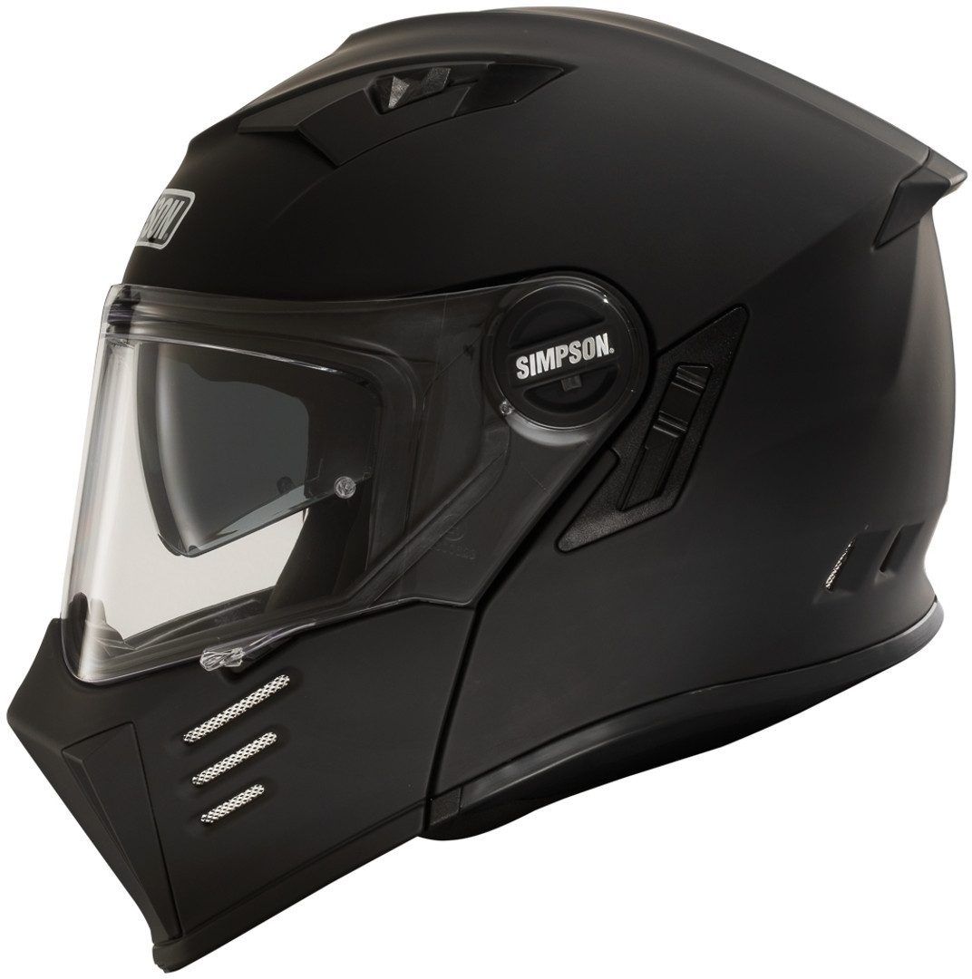 Simpson Motorradhelm Darksome Solid 06 Klapphelm (waschbar), integriertes Sonnenvisier,vorbereitet für Kommunikationssystem